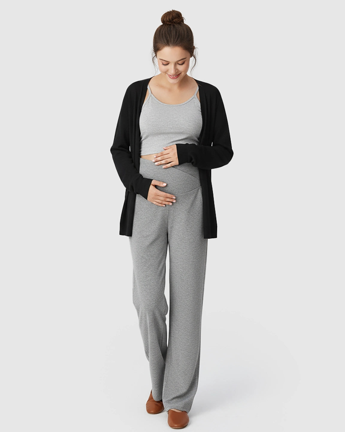 Crossover Waist Wide-Leg Maternity Lounge Pants