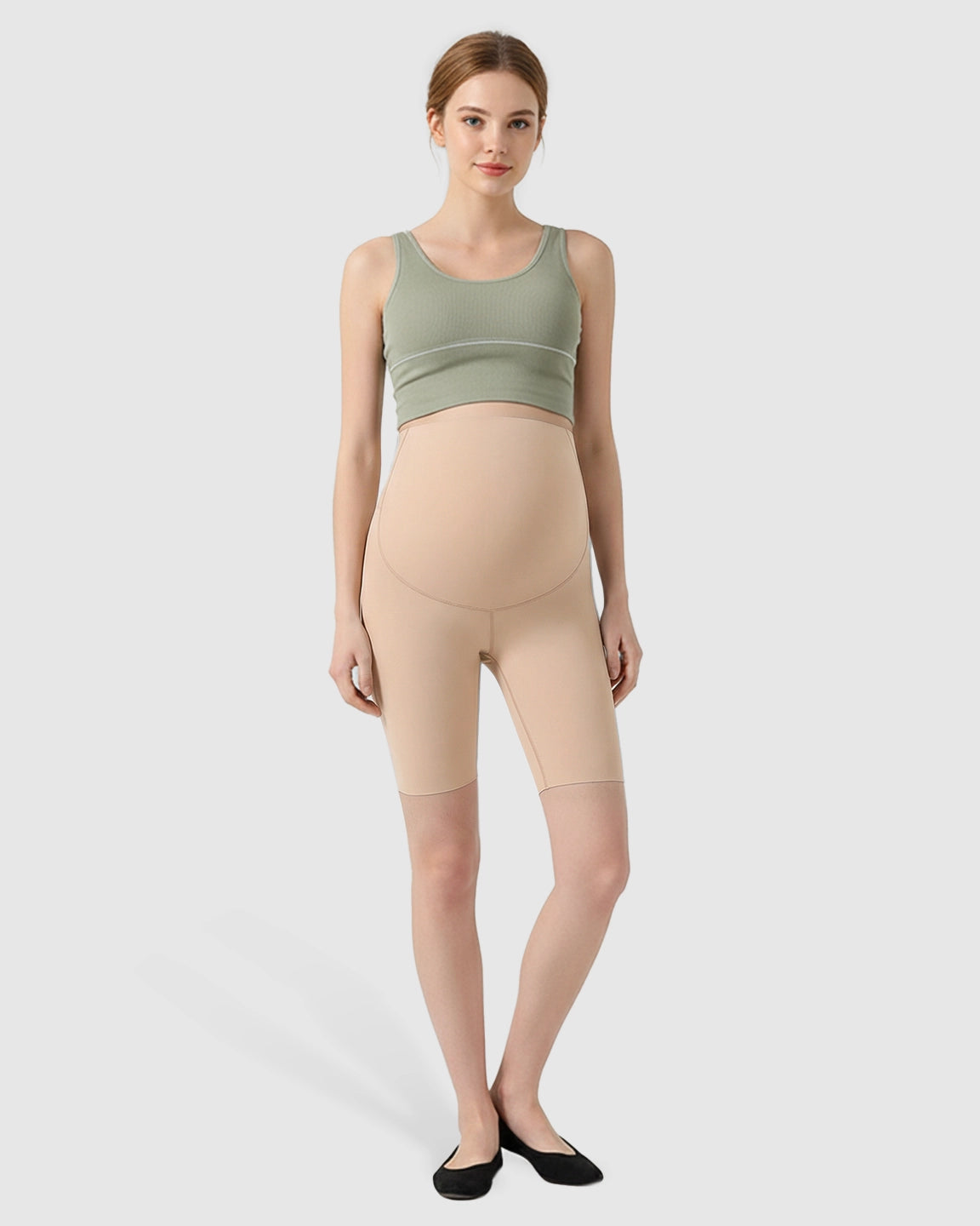 Over-Belly Seamless Design Maternity Shorts