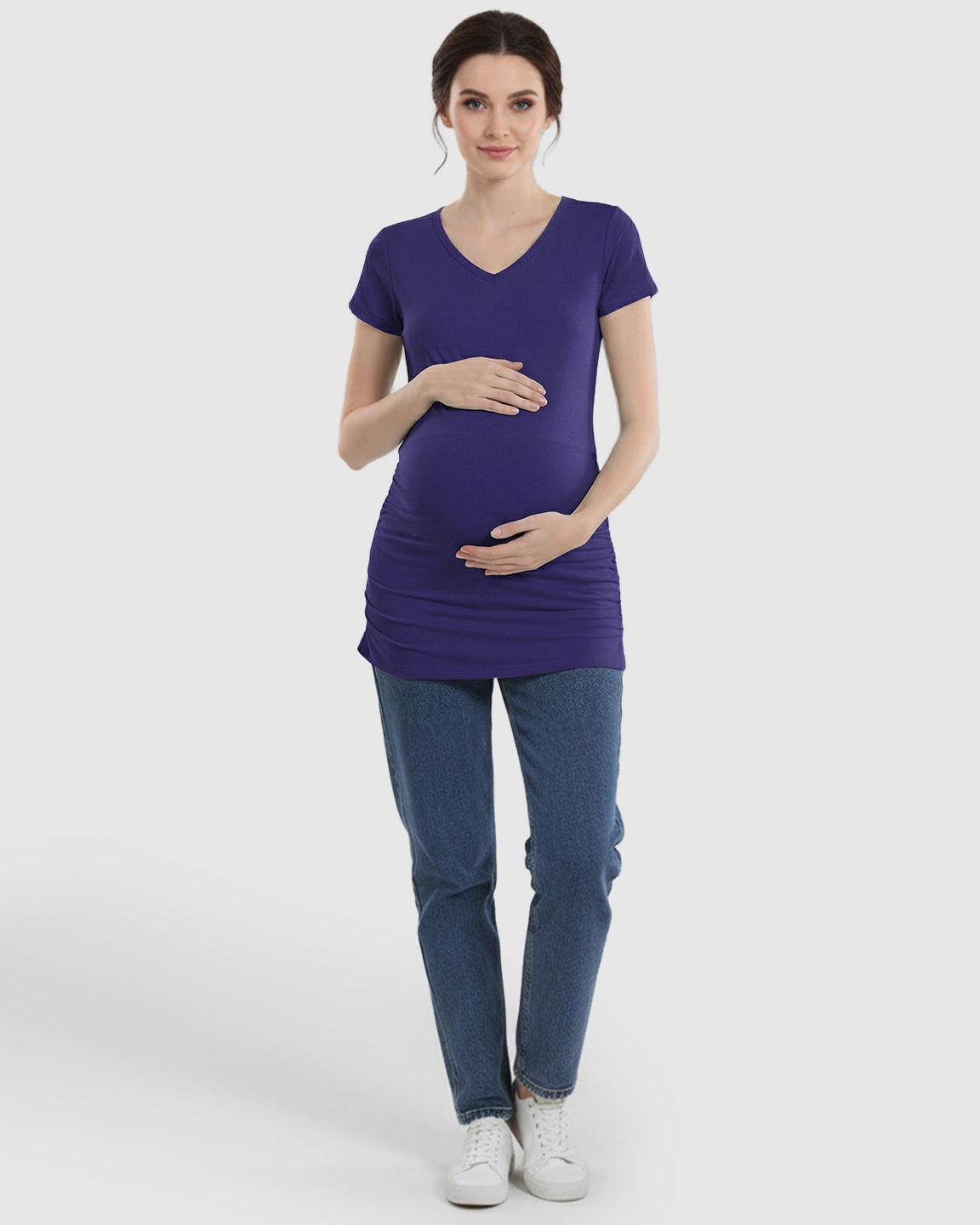 Short Sleeve Ruched Slim Fit Maternity Top