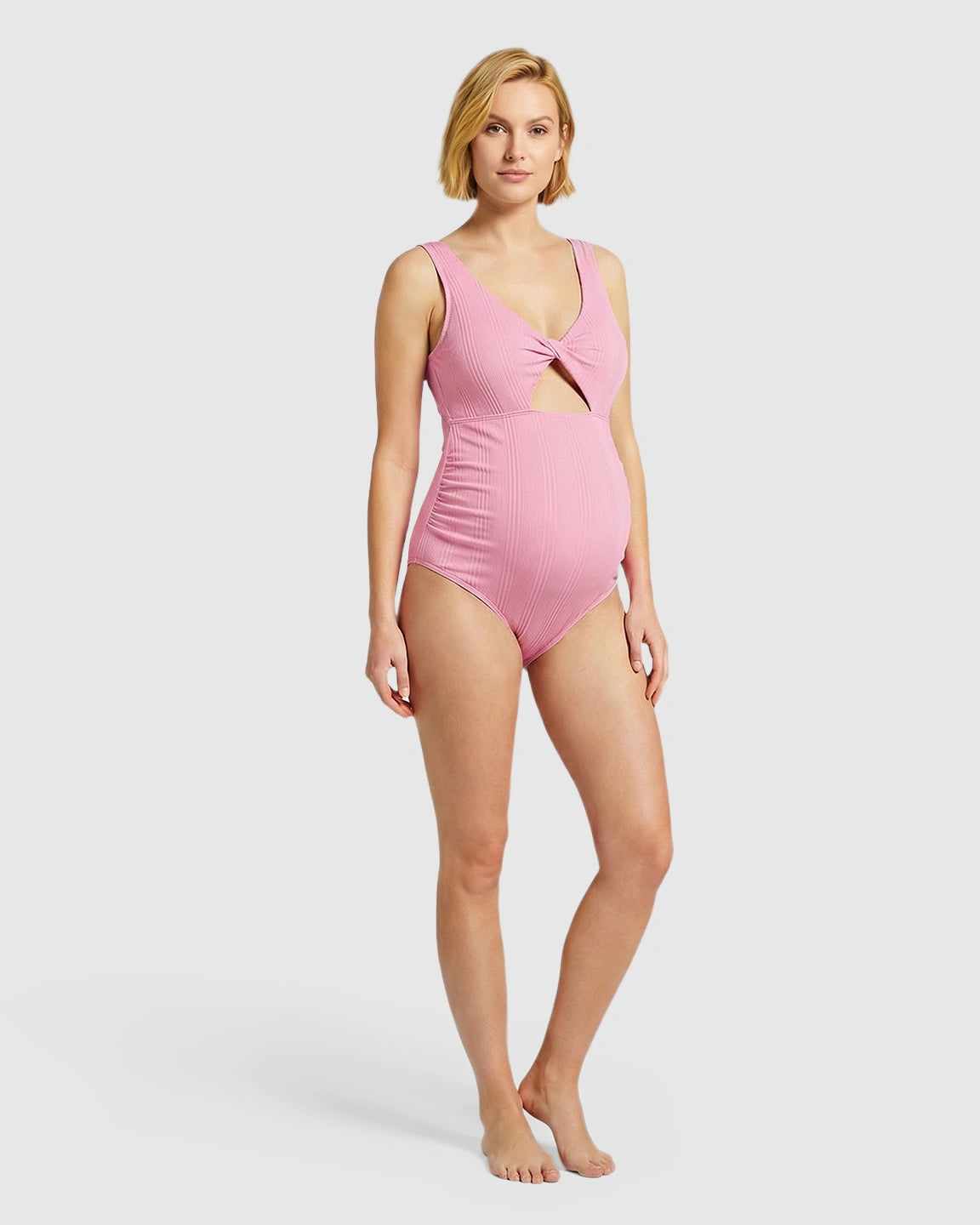 Bow Tie-Back Cutout Maternity Swimsuit