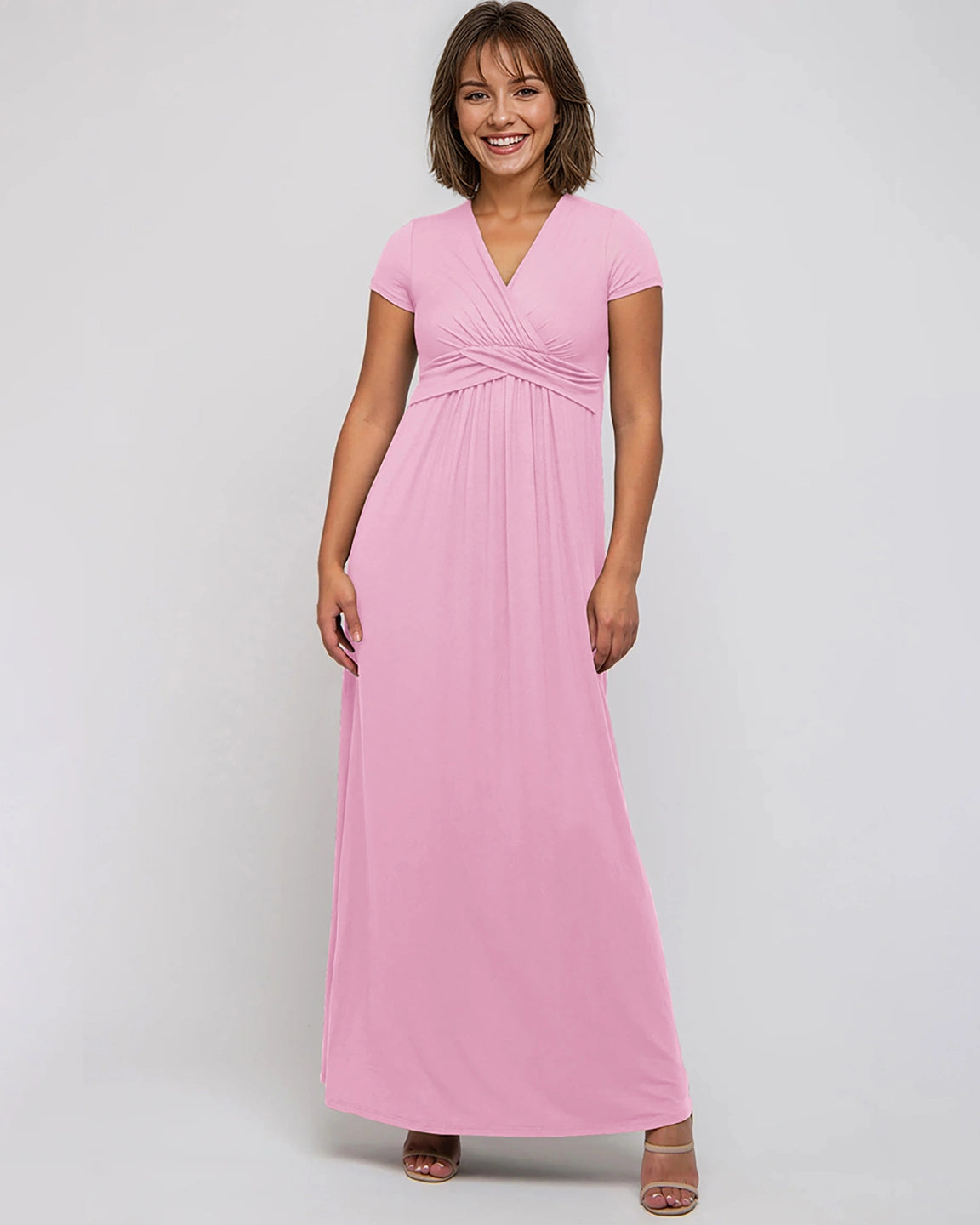 Twist Front Draped Maternity Nursing Maxi Dress