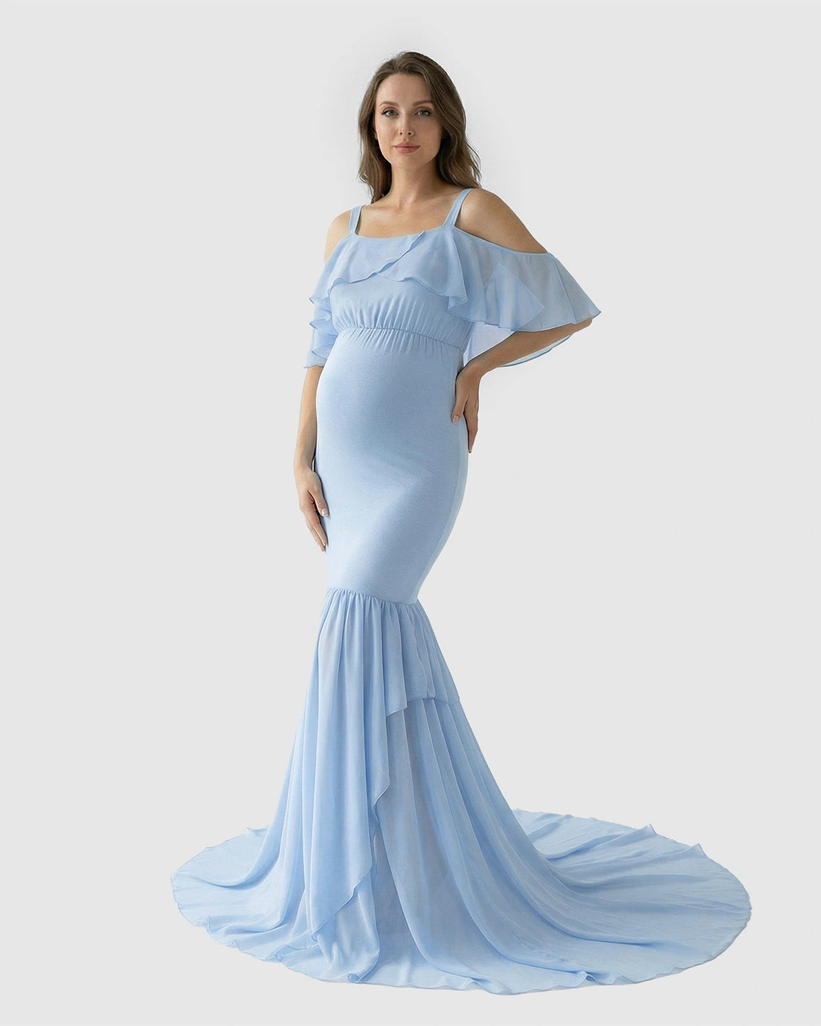 Off-Shoulder Mermaid Trail Maternity Photoshoot Dress
