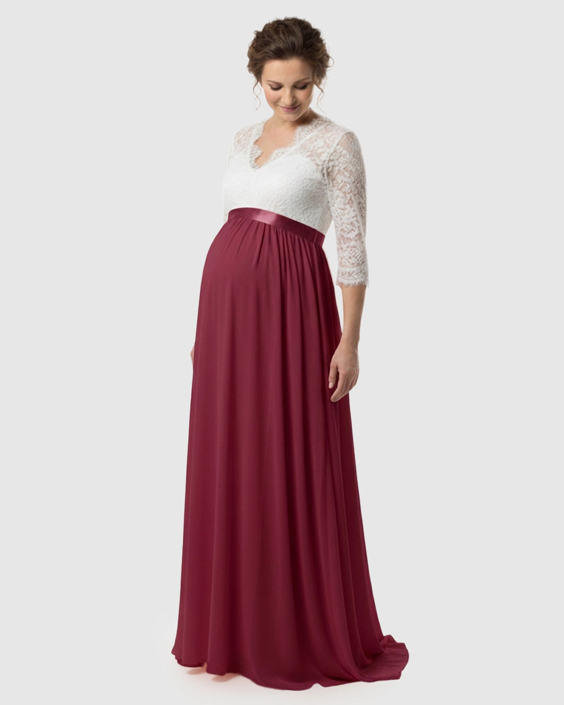 V-Back Bow Two-Tone Formal Maternity Gown