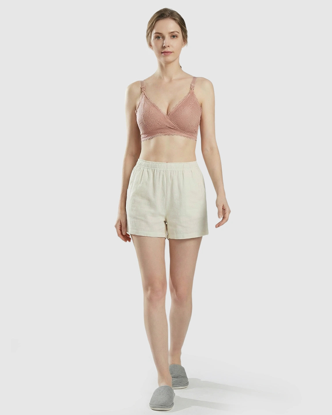 Wire-Free Embroidered Lace Nursing Bra