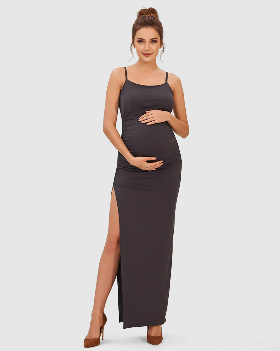 Spaghetti Strap Bodycon Maternity Maxi Dress