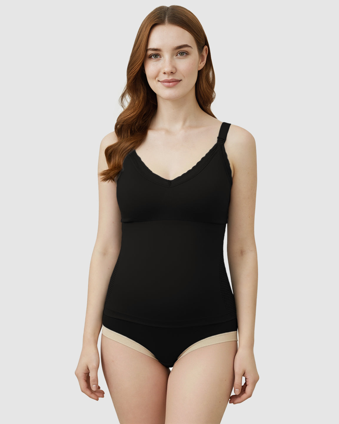 Seamless Lace-Trim V-Neck Nursing Cami