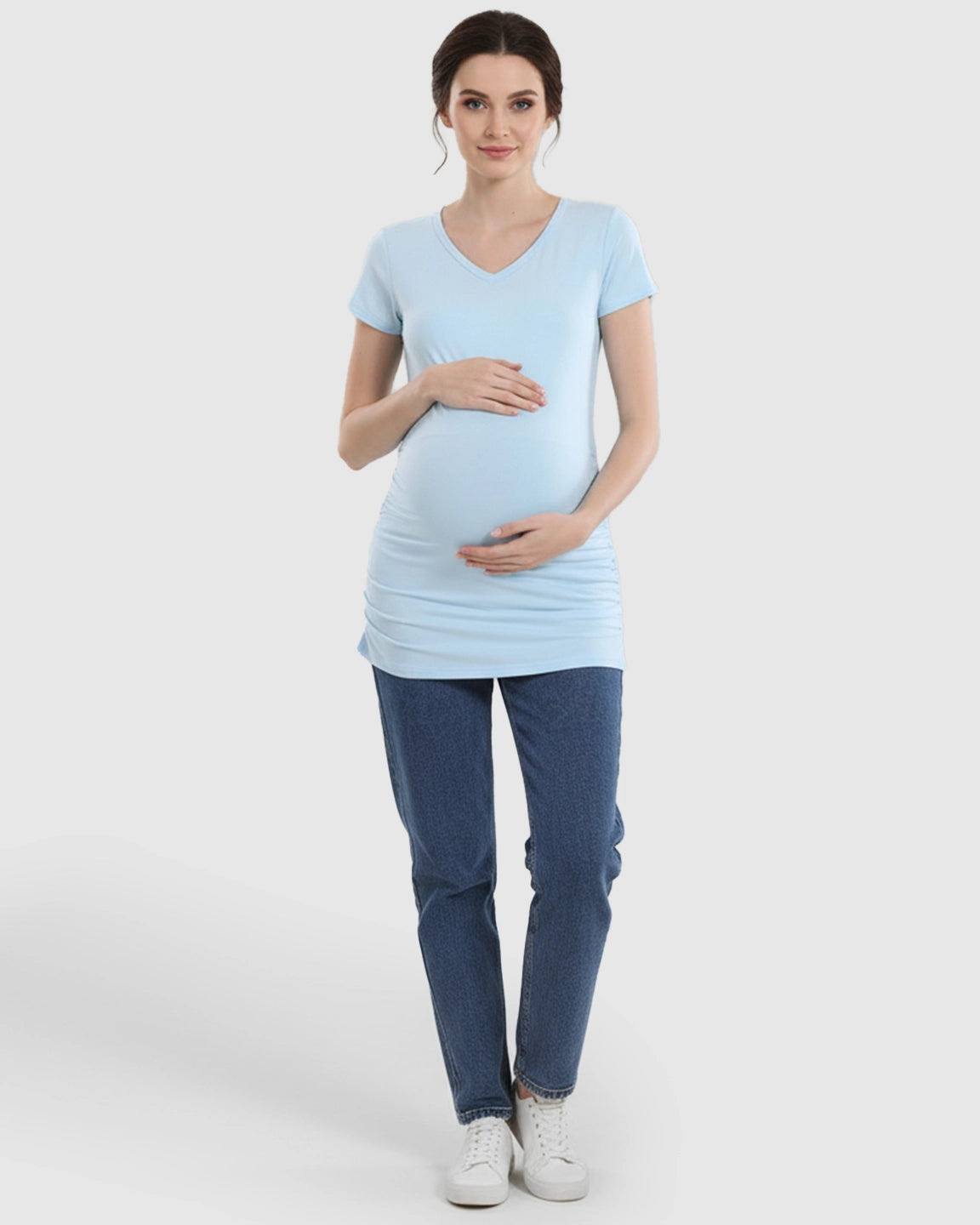 Short Sleeve Ruched Slim Fit Maternity Top