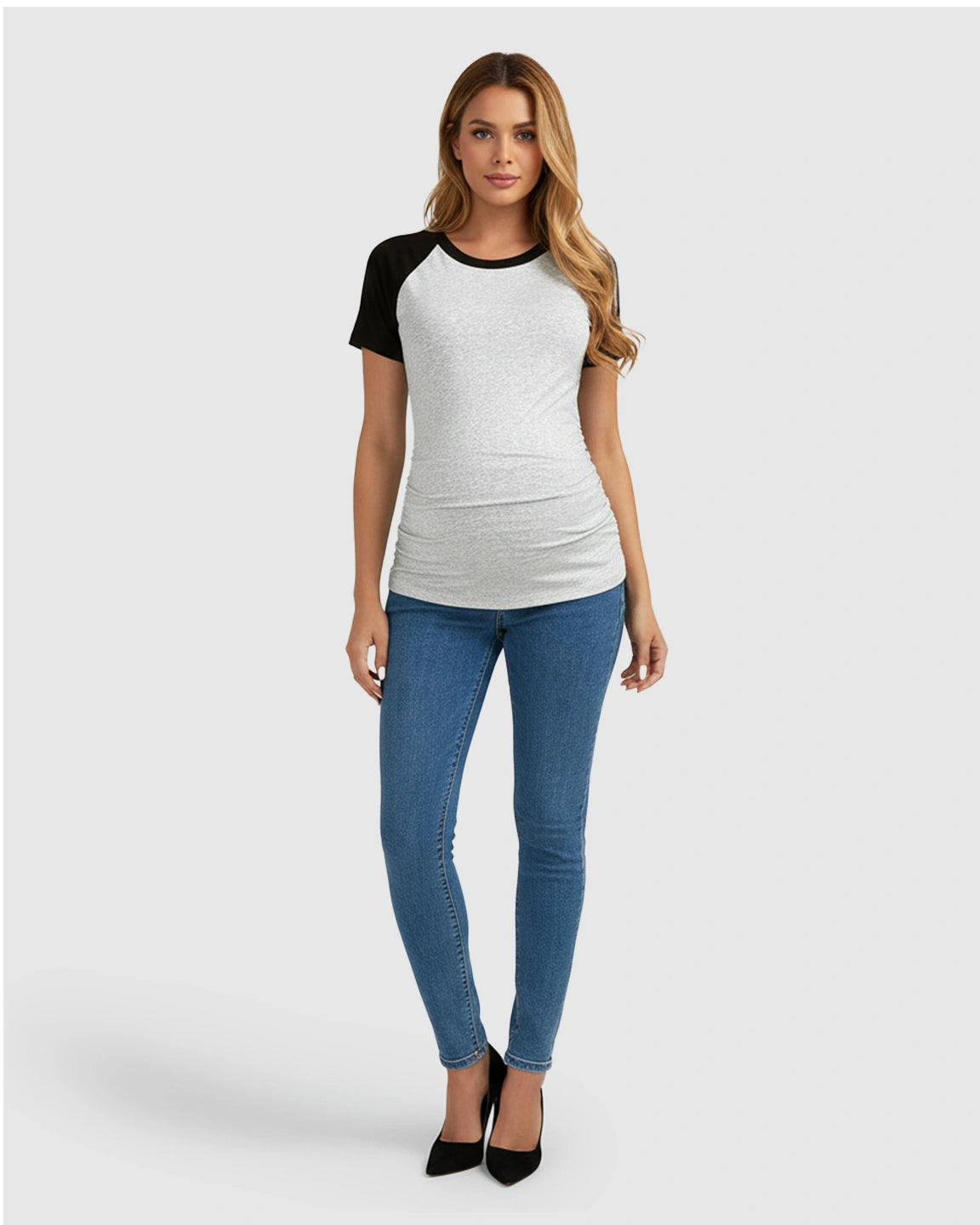 Side-Ruched Raglan Sleeve Maternity T-Shirt
