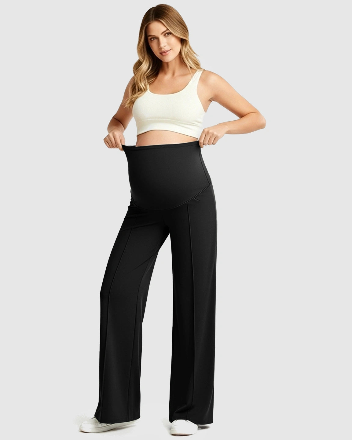 High Waist Maternity Pants With Relaxed Fit