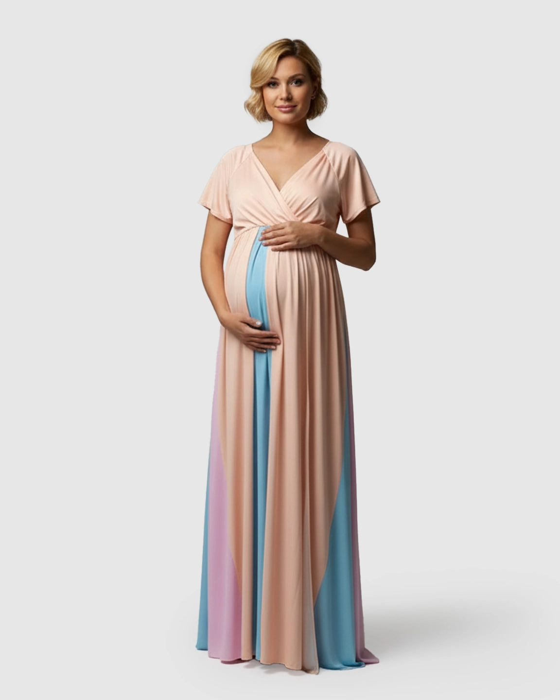 Gradient Colorblock Flowy Maternity Photoshoot Gown