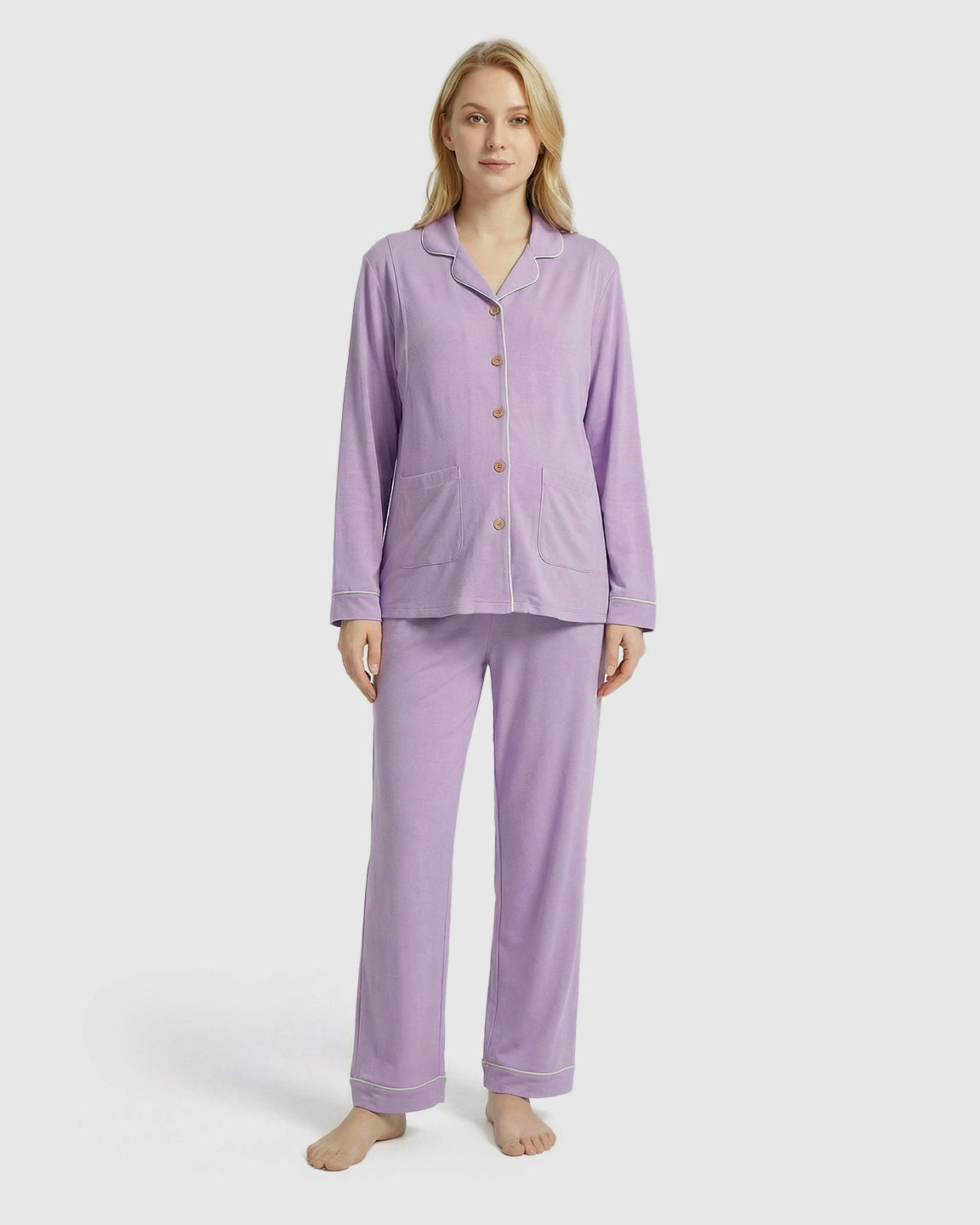 Notch Collared Loose Fit Maternity Sleepwear