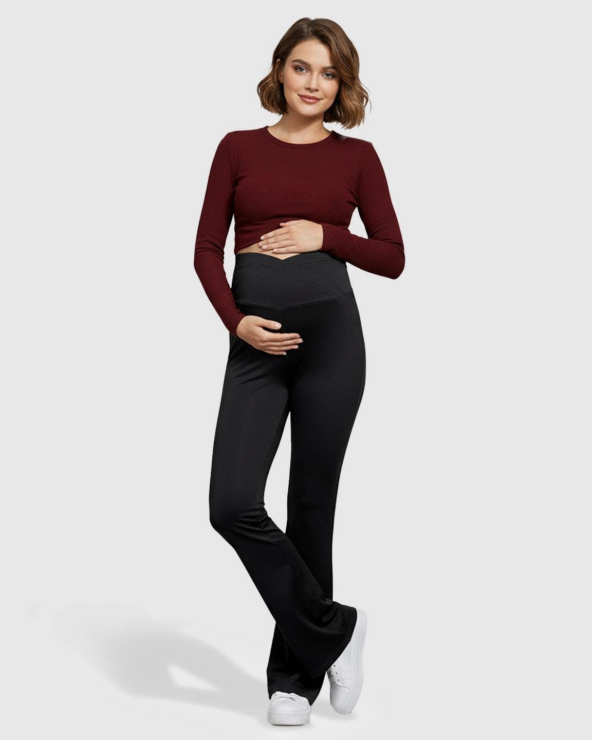 Crossover Waist Flared Maternity Pants