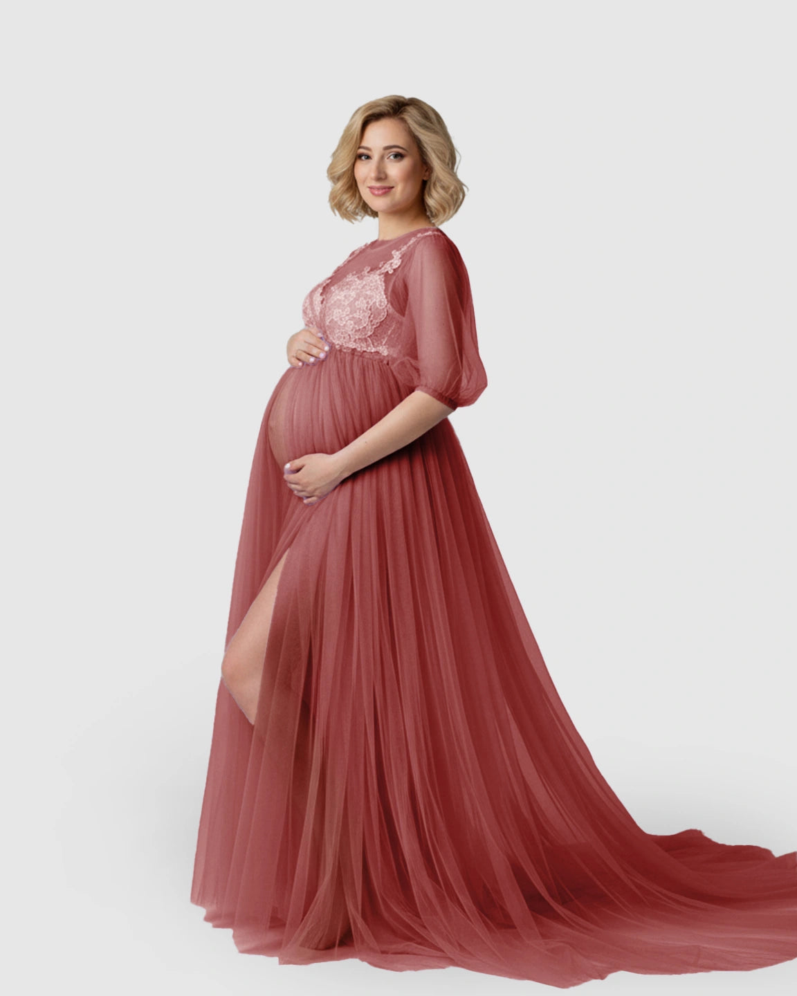 Tulle Lace Swing Trail Maternity Photoshoot Dress