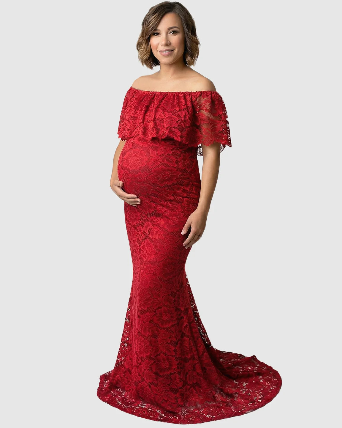 Lace Fitted Mermaid Maternity Gown
