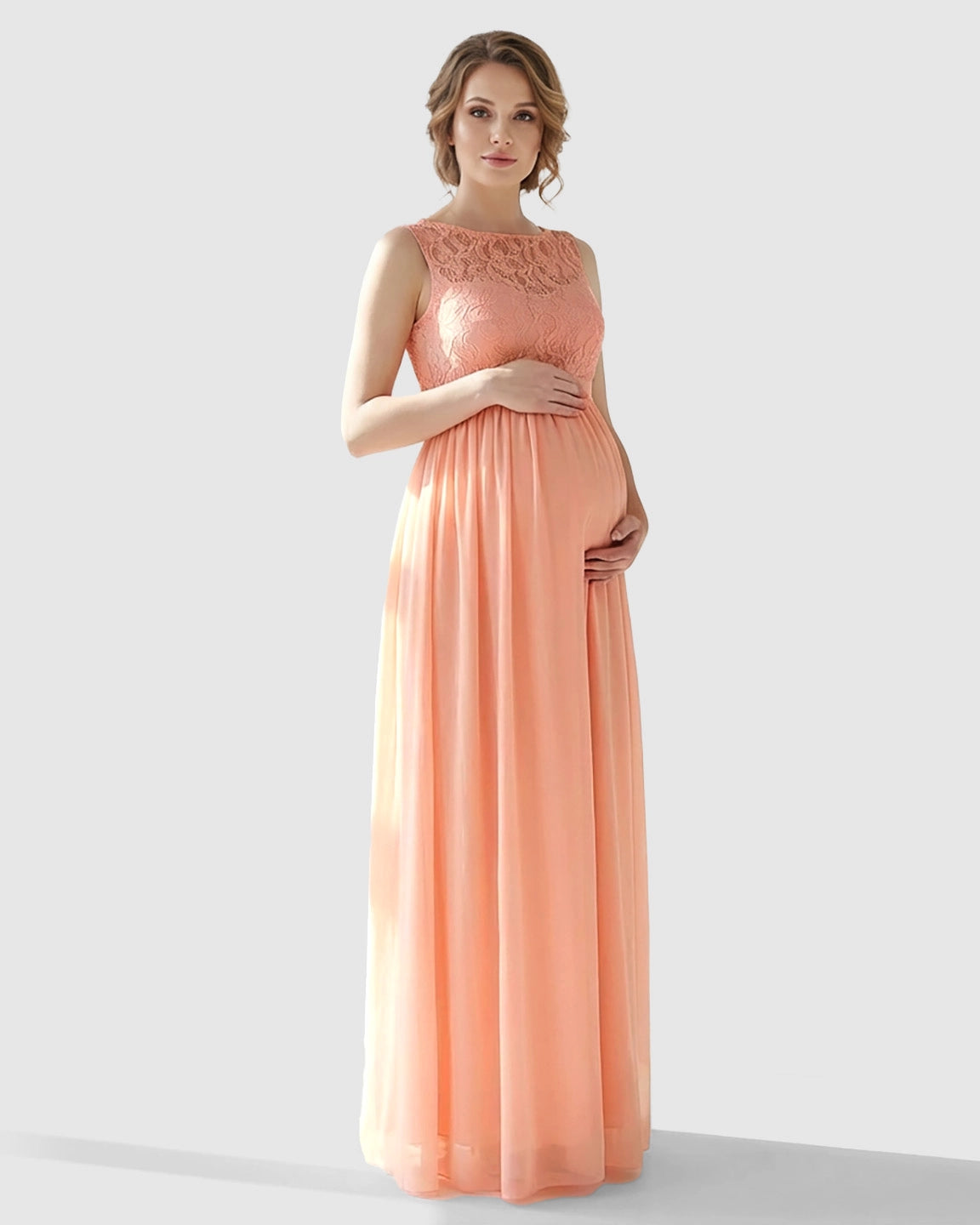 Lace Bodice Elegant Maternity Maxi Dress
