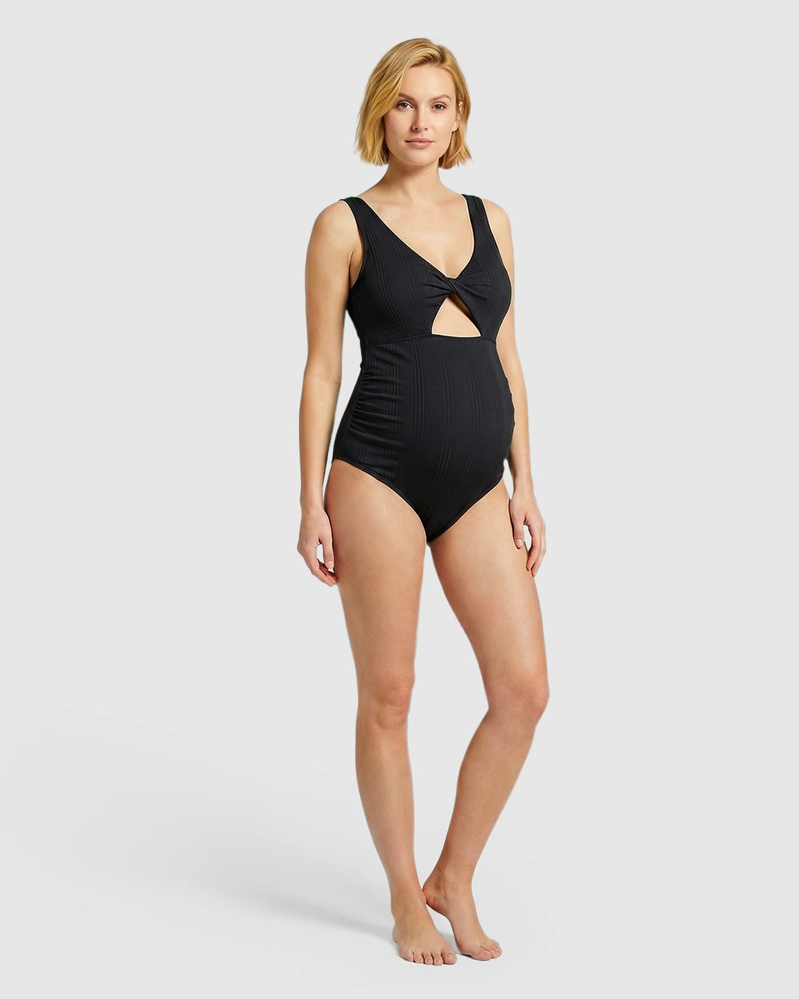 Bow Tie-Back Cutout Maternity Swimsuit