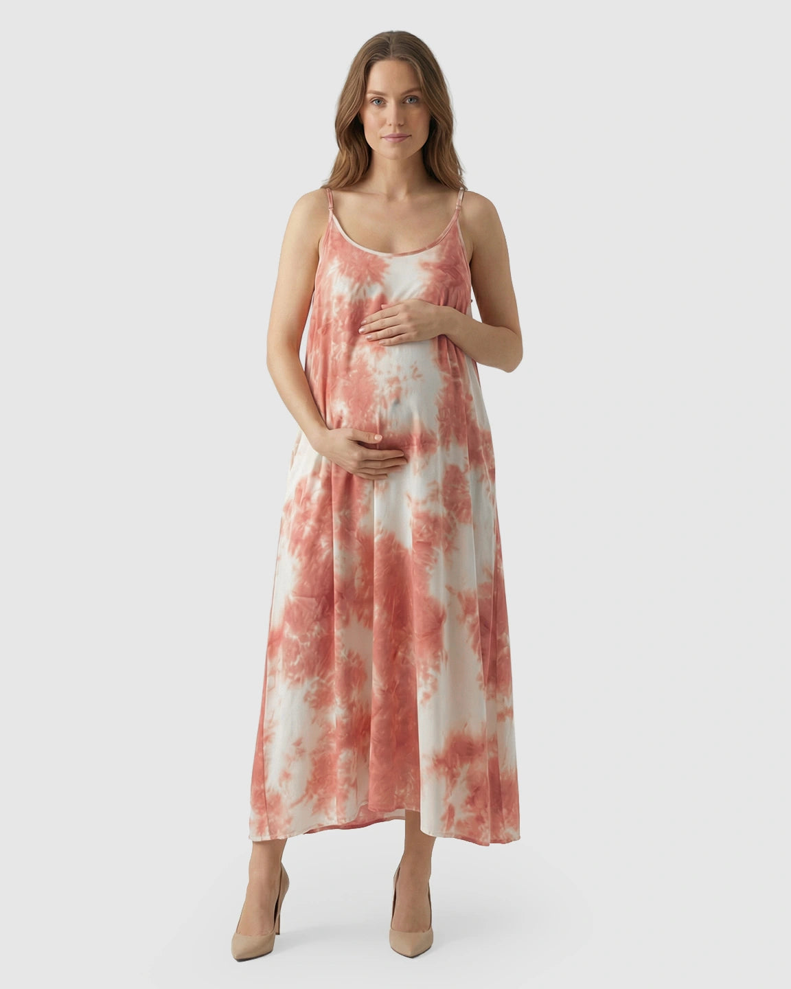 Spaghetti-Strap Tie-Dye Maternity Maxi Dress