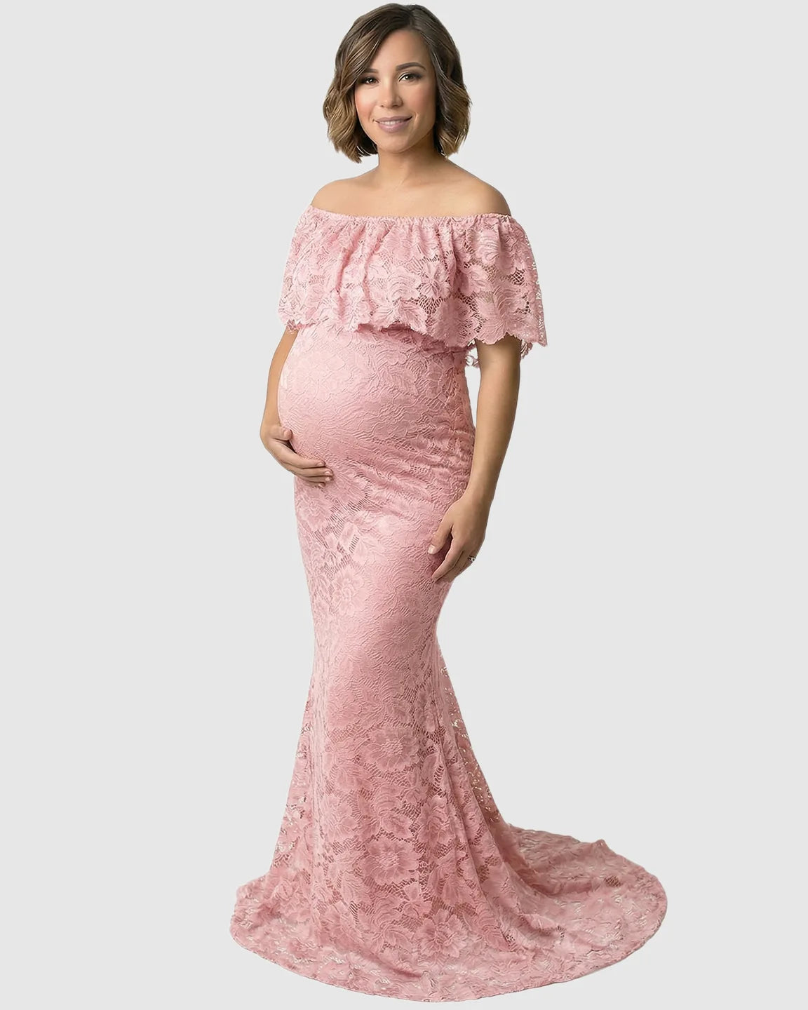 Lace Fitted Mermaid Maternity Gown