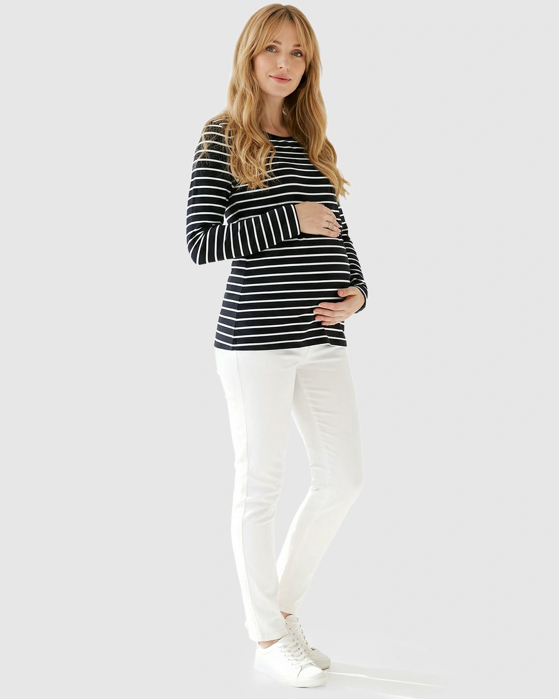Striped Print Comfort Fit Maternity & Nursing Top