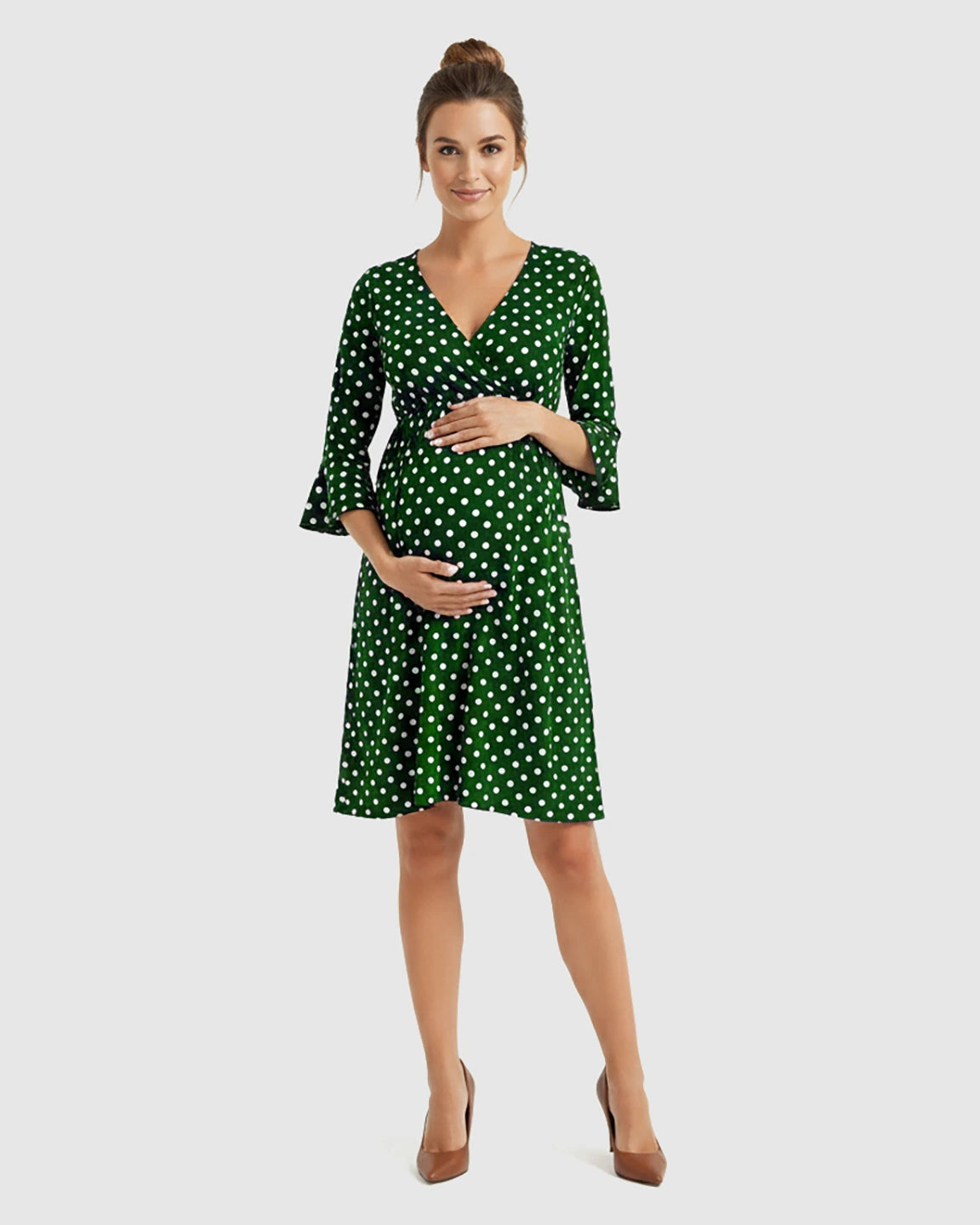 Polka Dot Empire Waist Maternity Short Dress