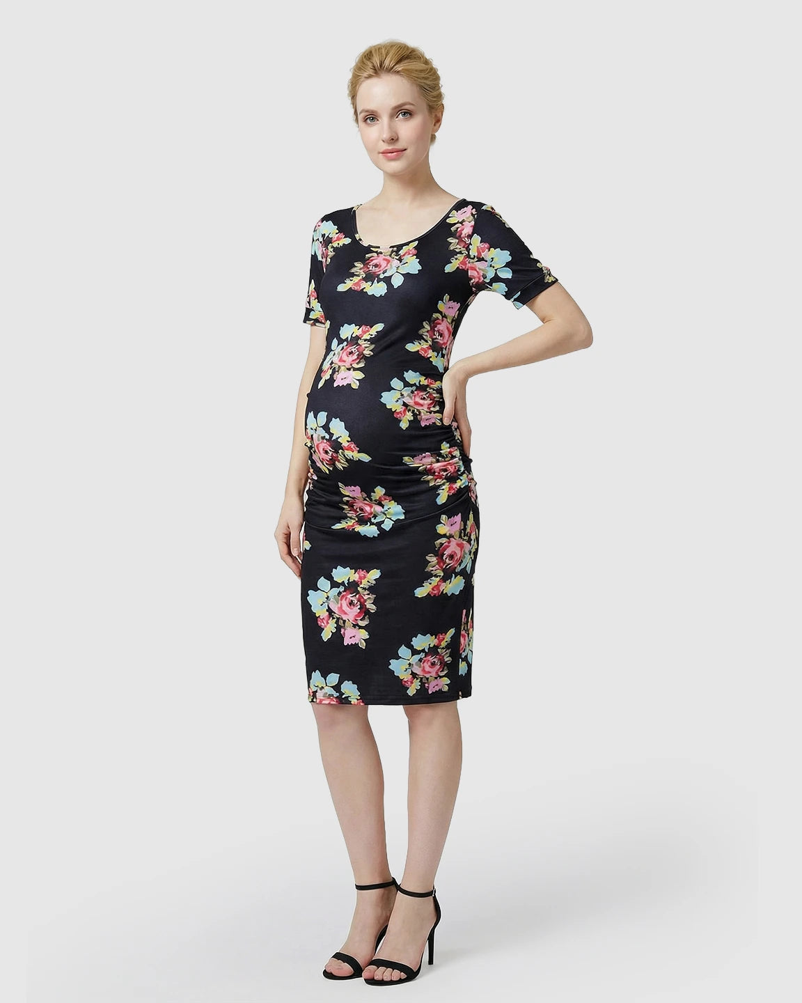 Side-Ruched Bodycon Maternity Dress