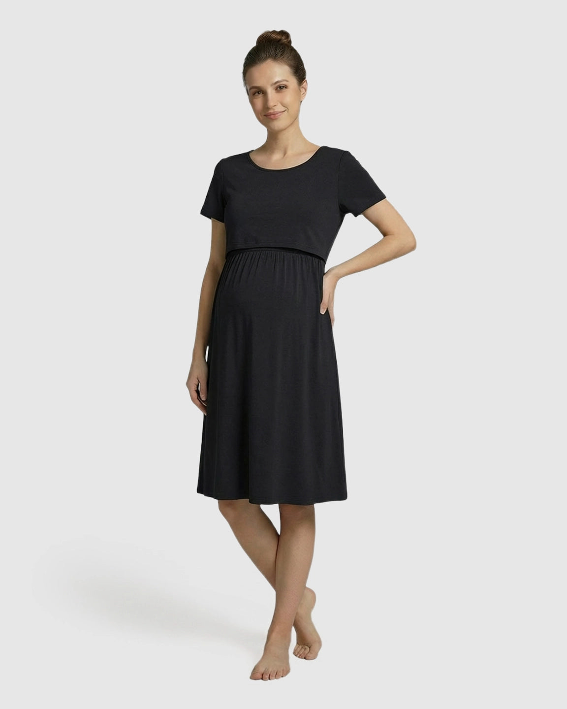 Double-Layer Nursing Front Relaxed Maternity Dress