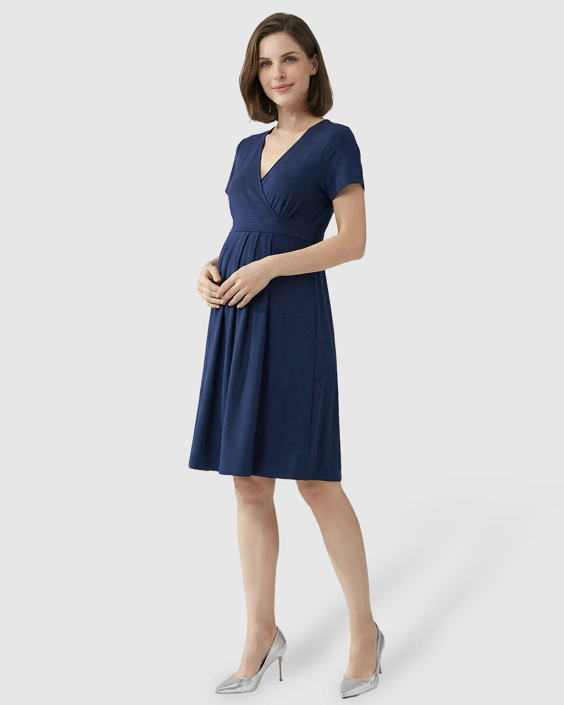 V-Neck A-Line Maternity & Nursing Dress