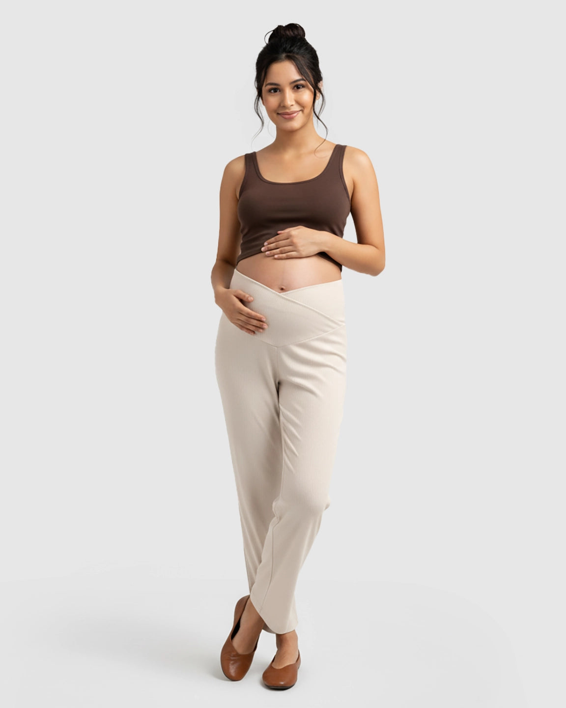 High-Waisted Wide-Leg Tailored Maternity Pants