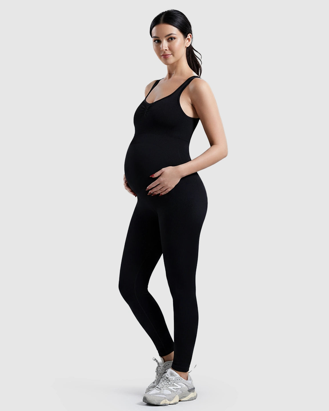 High-Waisted Stretch One-Piece Maternity Bodysuit