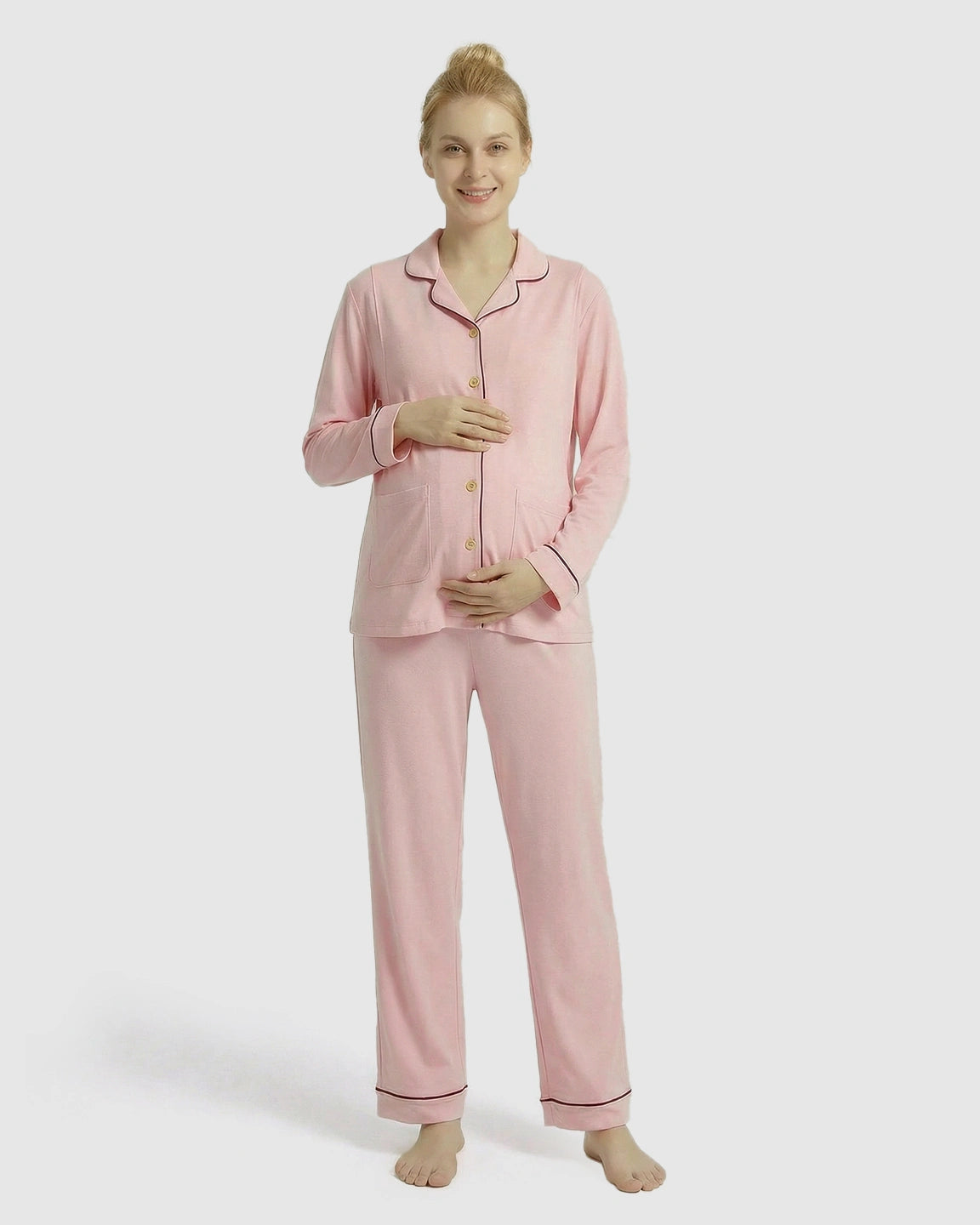 Notched Collar Relax Fit Maternity Loungewear Set