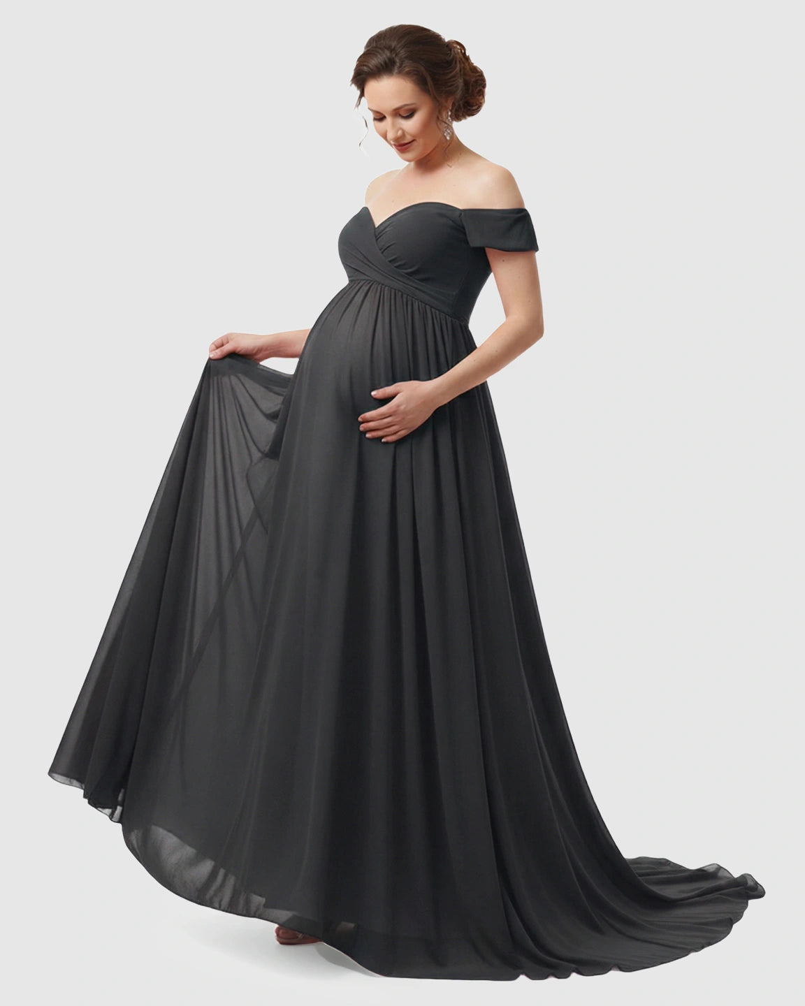 Off-Shoulder Dreamy Maternity Photography Gown