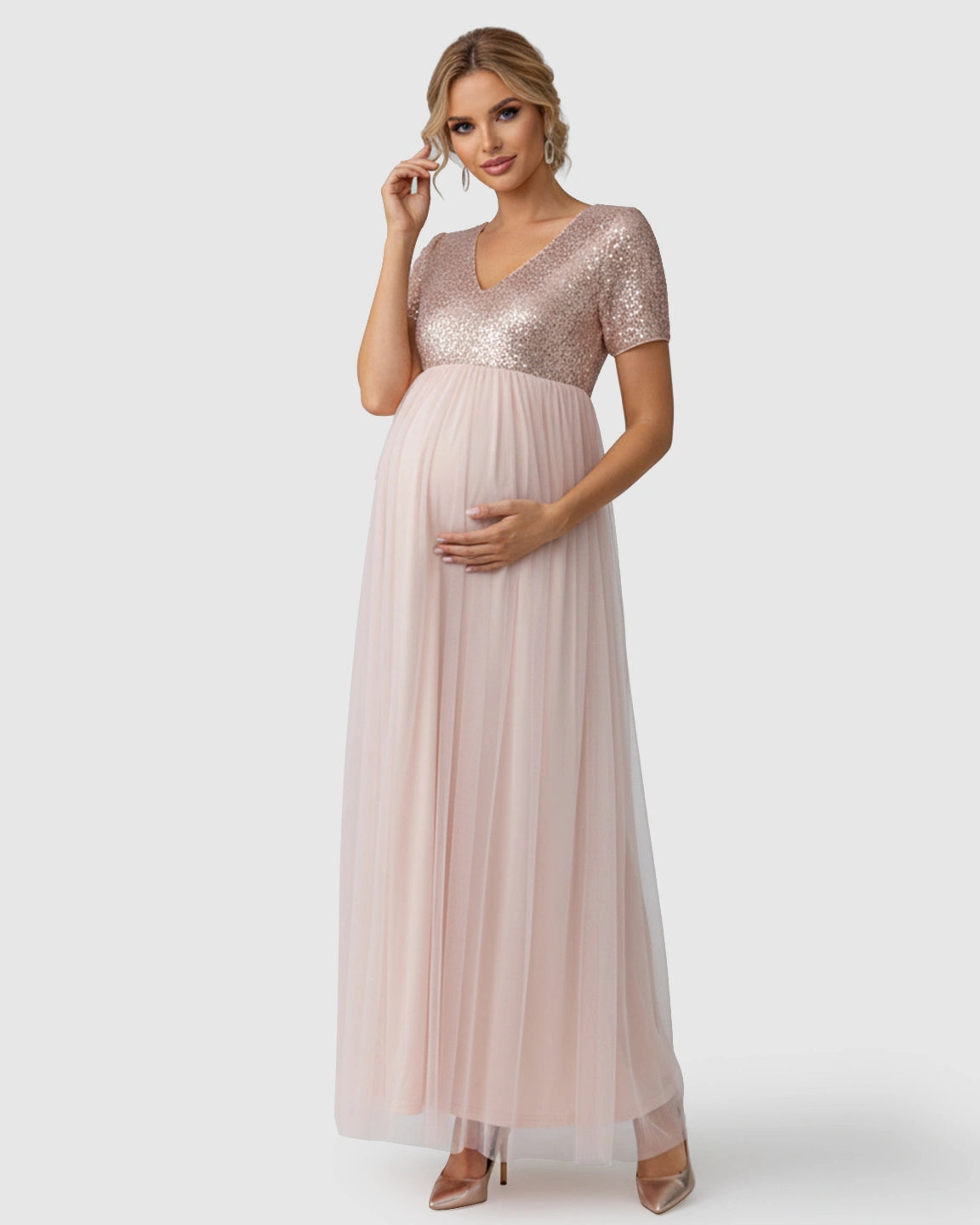Sequin Bodice Glamorous Maternity Maxi Dress