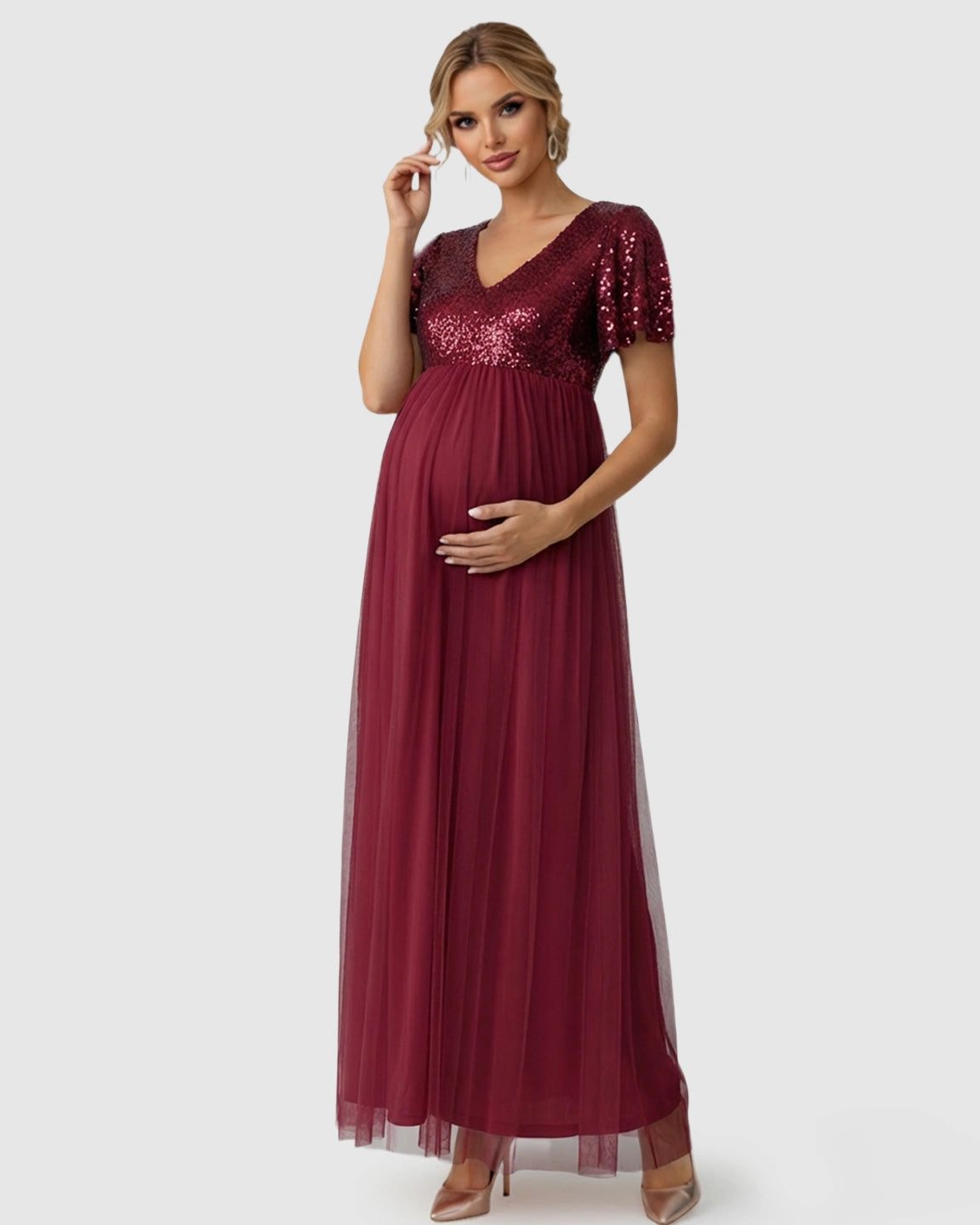 Sequin Bodice Glamorous Maternity Maxi Dress