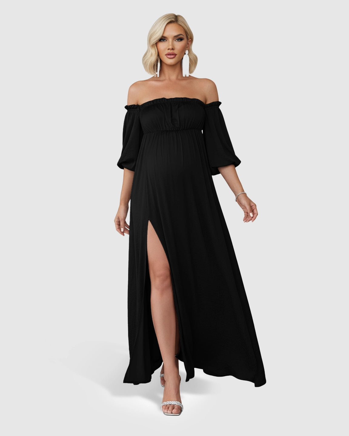 Off-Shoulder Elegant Maternity Maxi Dress