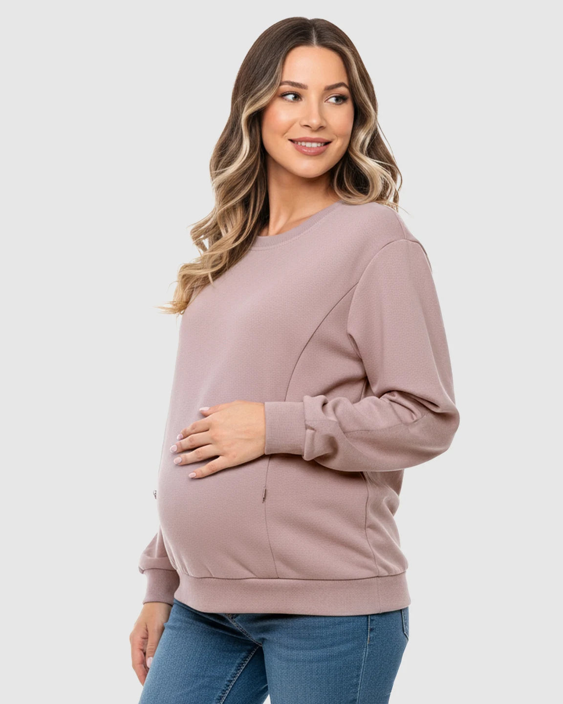 Waffle-Knit Cozy Fit Maternity Nursing Sweatshirt