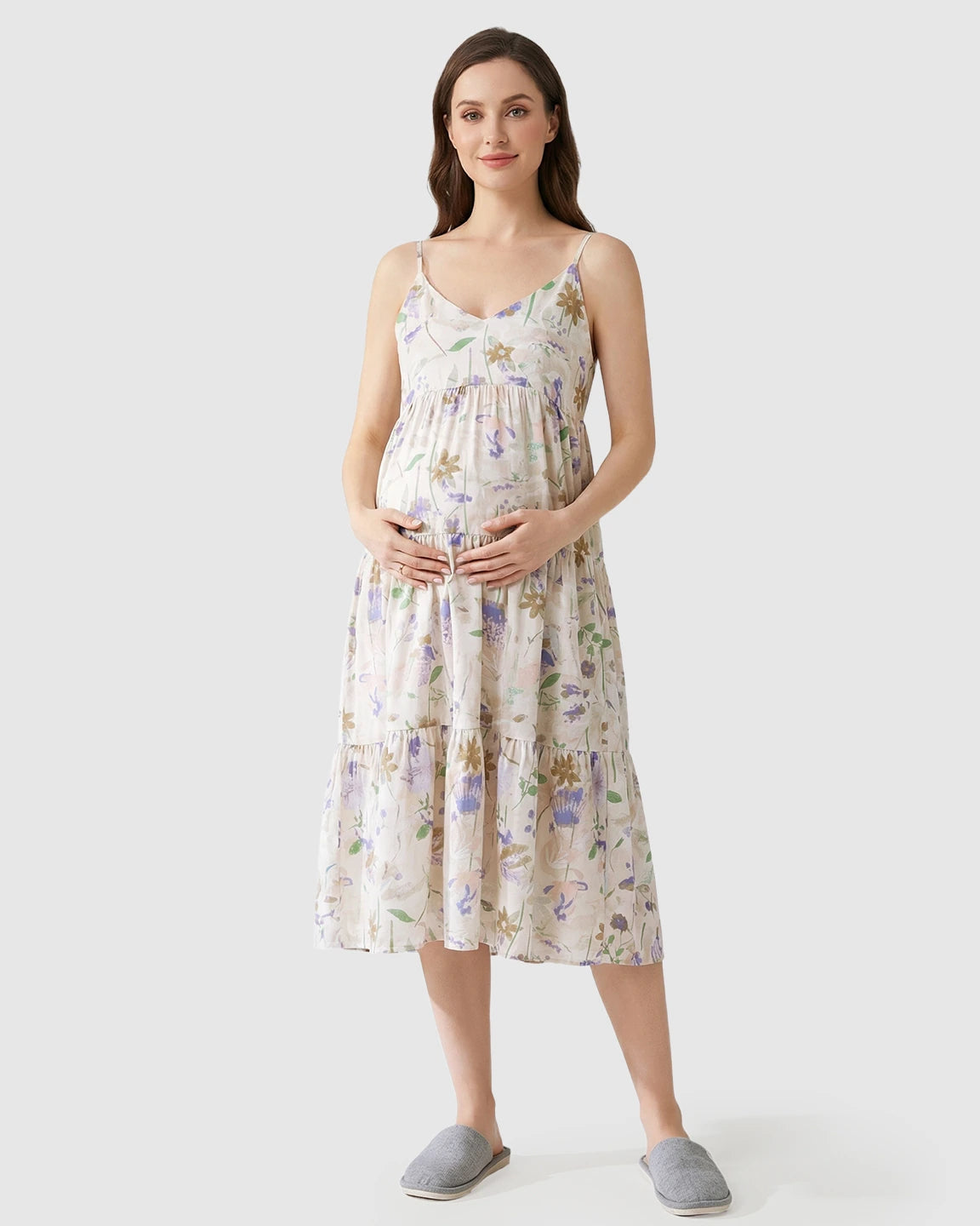 Thin Strapped Floral Maternity Nightdress