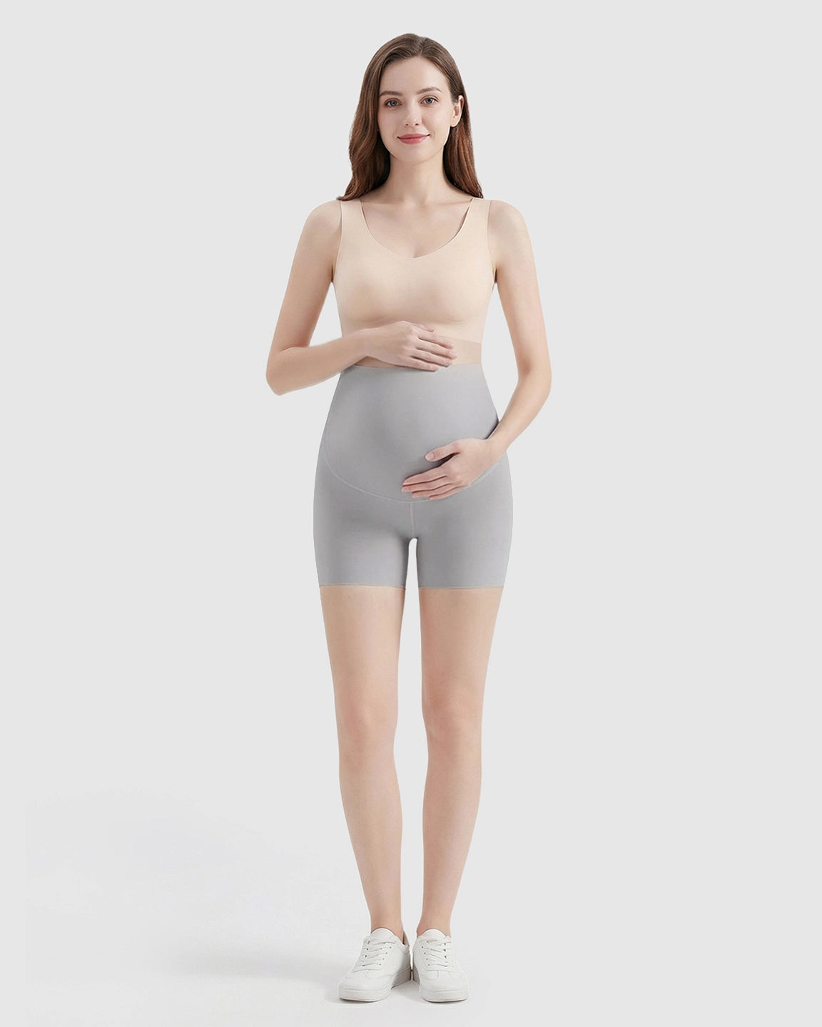 High-Waist Belly Support Seamless Slim Fit Maternity Shorts