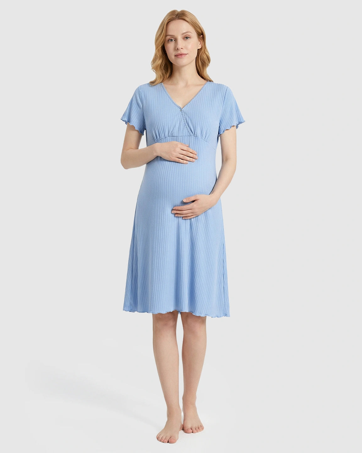 Hidden Nursing Access K-Fashion Maternity Lounge Dress