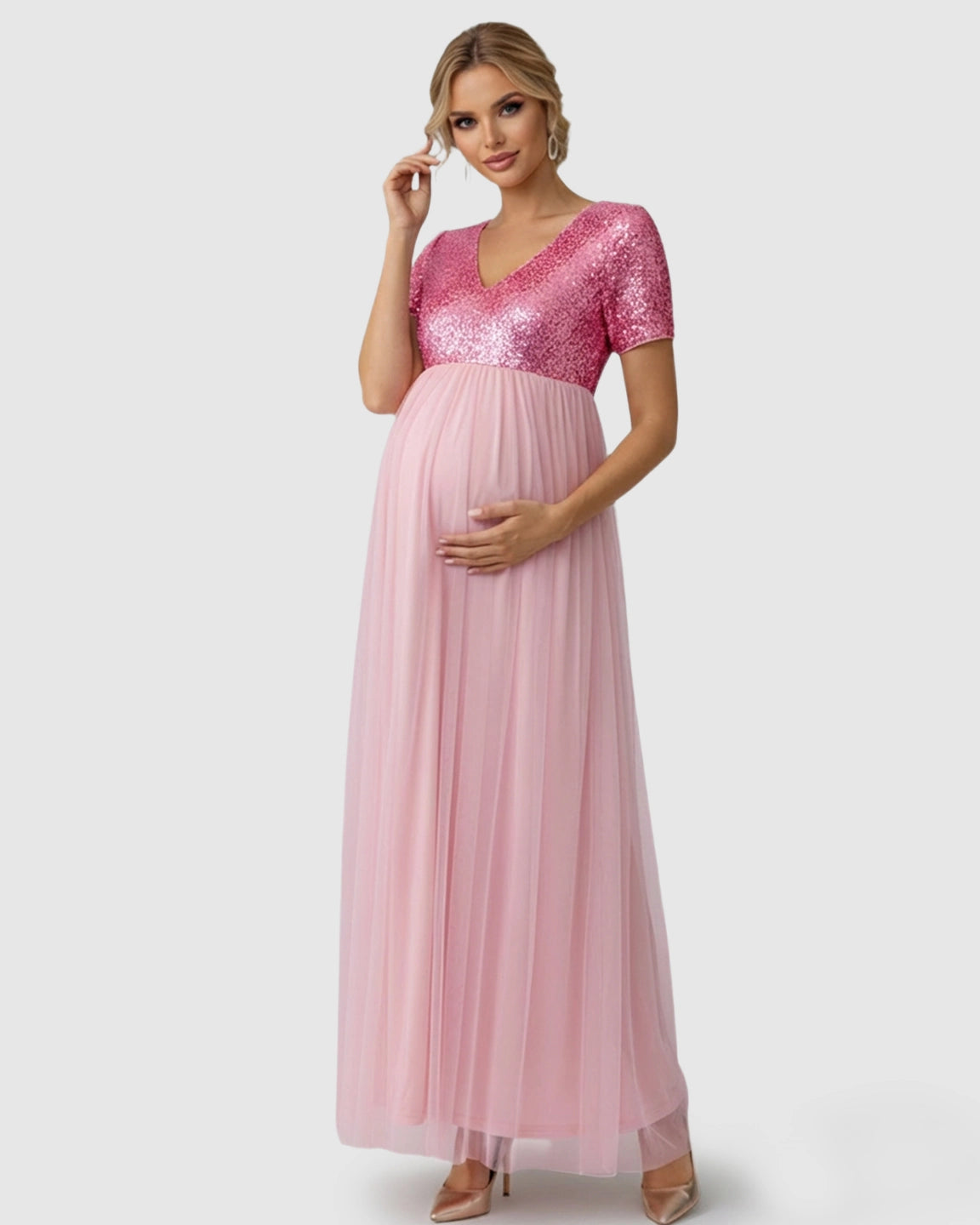 Sequin Bodice Glamorous Maternity Maxi Dress