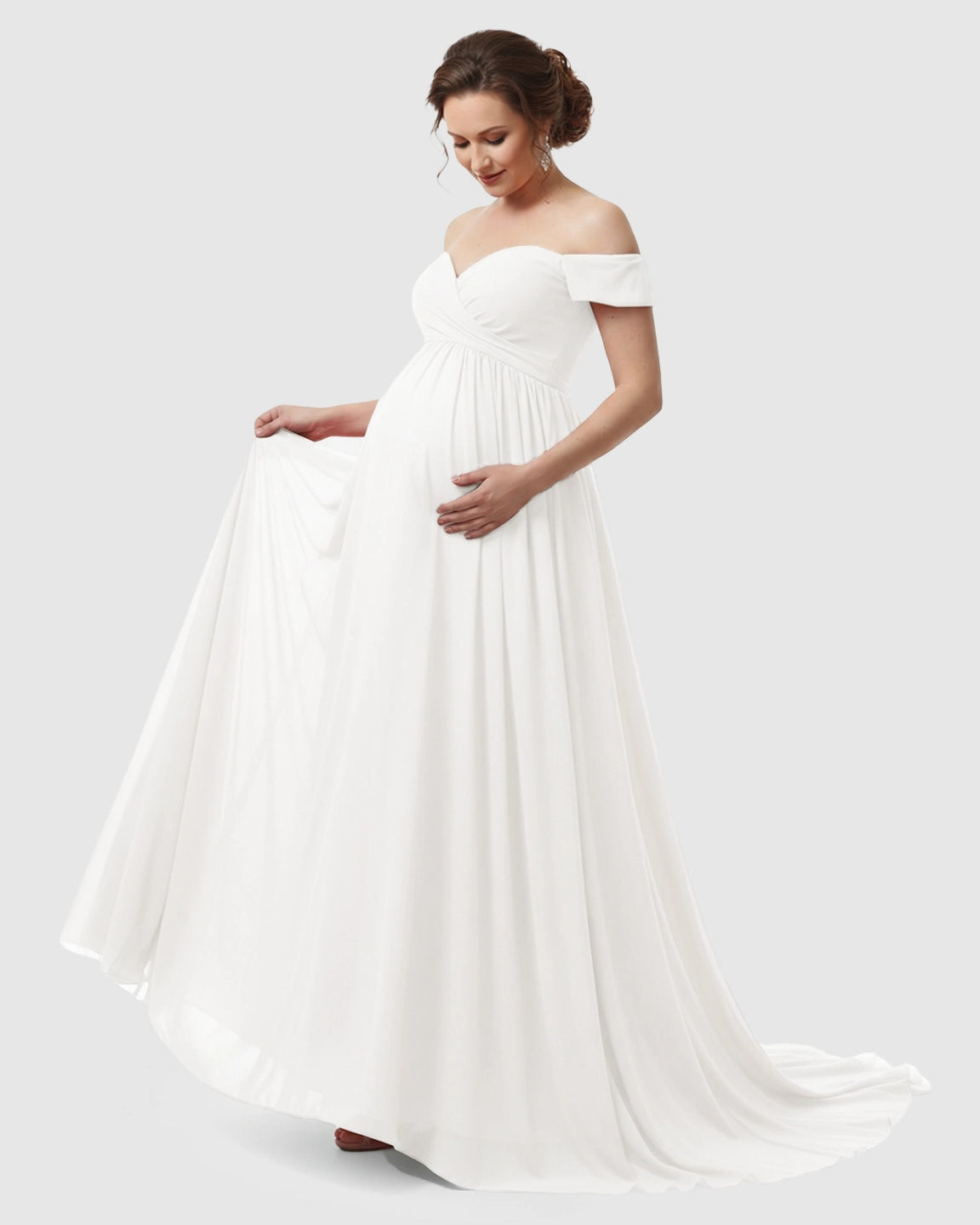 Off-Shoulder Dreamy Maternity Photography Gown