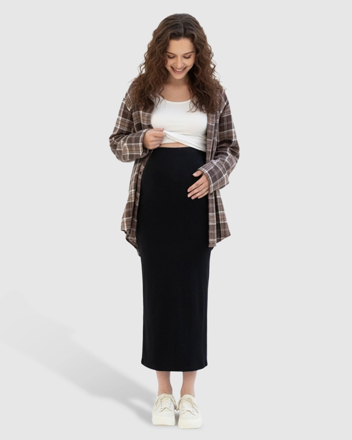 Skin-Friendly Casual Maternity Midi Skirt