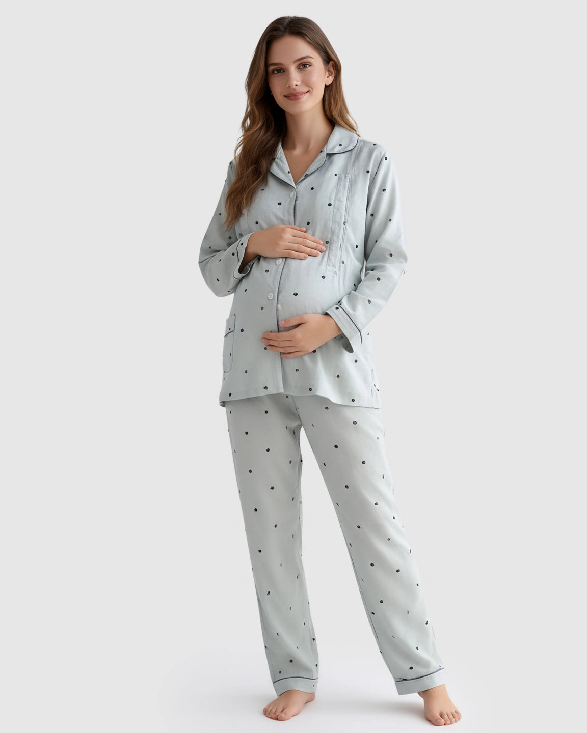Polka Dot Cotton Nursing Pajama Set