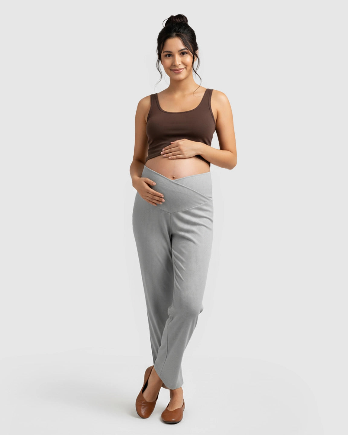 High-Waisted Wide-Leg Tailored Maternity Pants