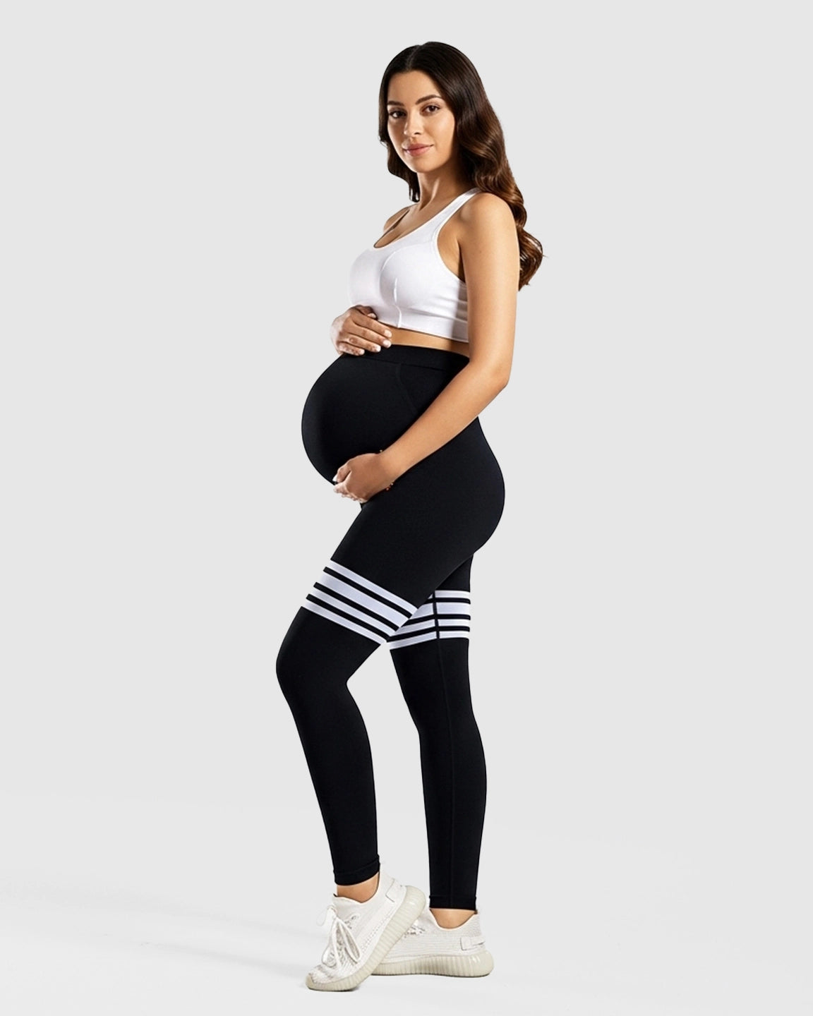High-Waisted Stripe Maternity Yoga Leggings