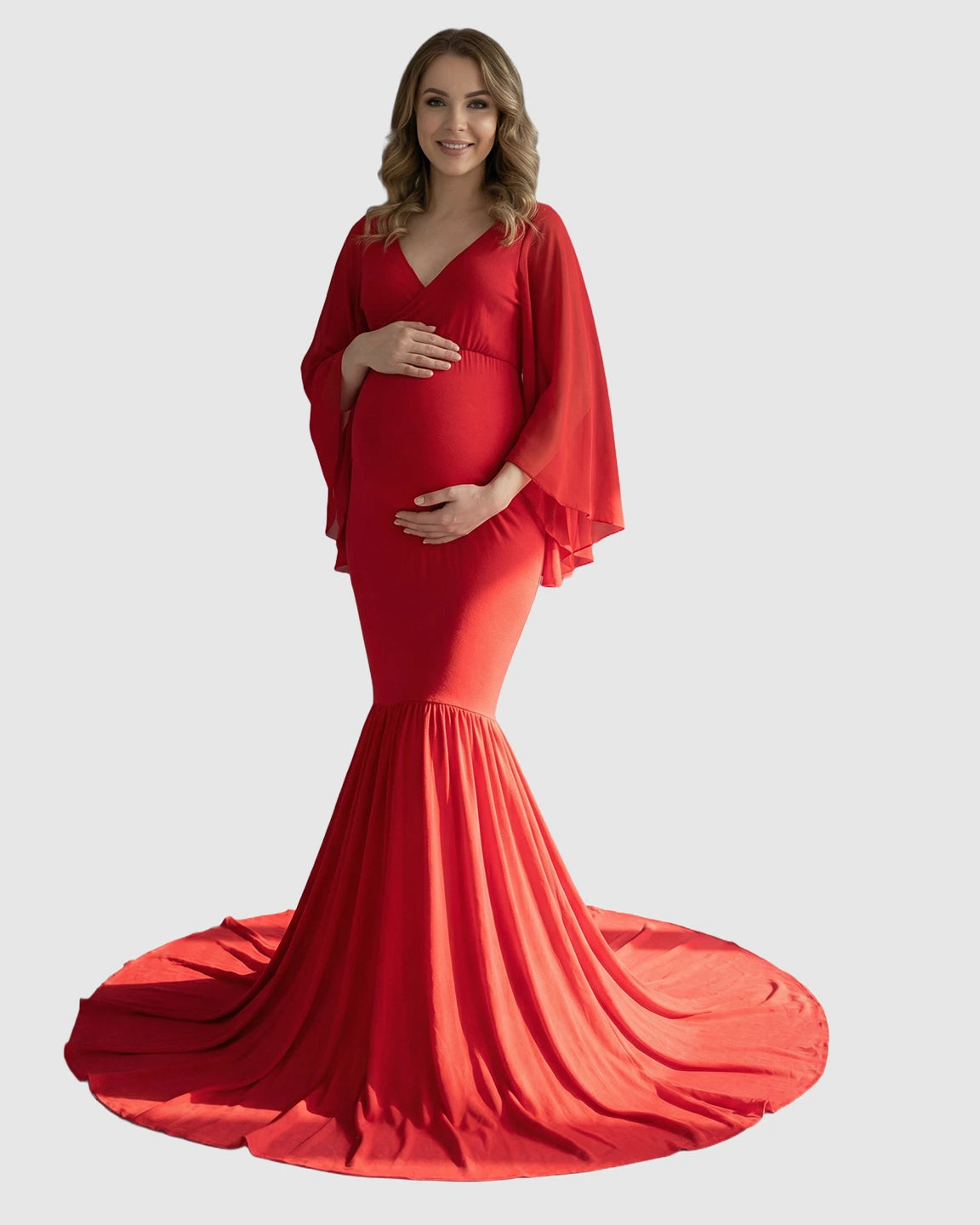 Trailing Hem Elegant Maternity Photoshoot Gown