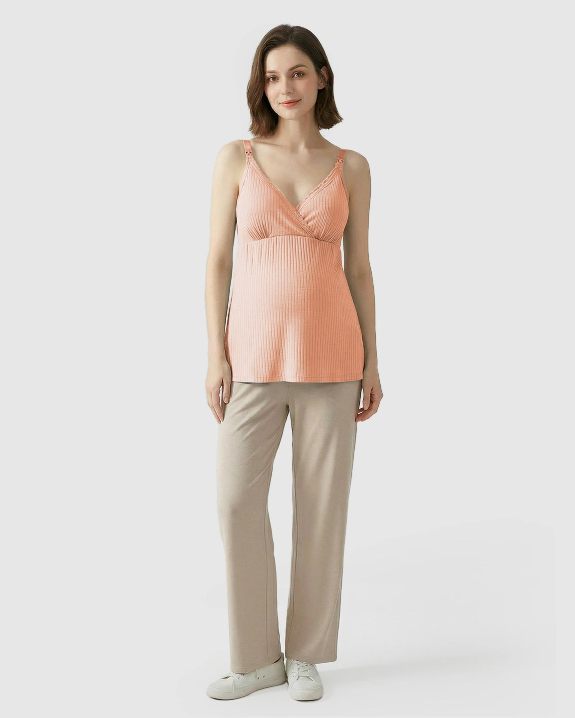 Easy-Access Crisscross Ribbed Nursing Camisole