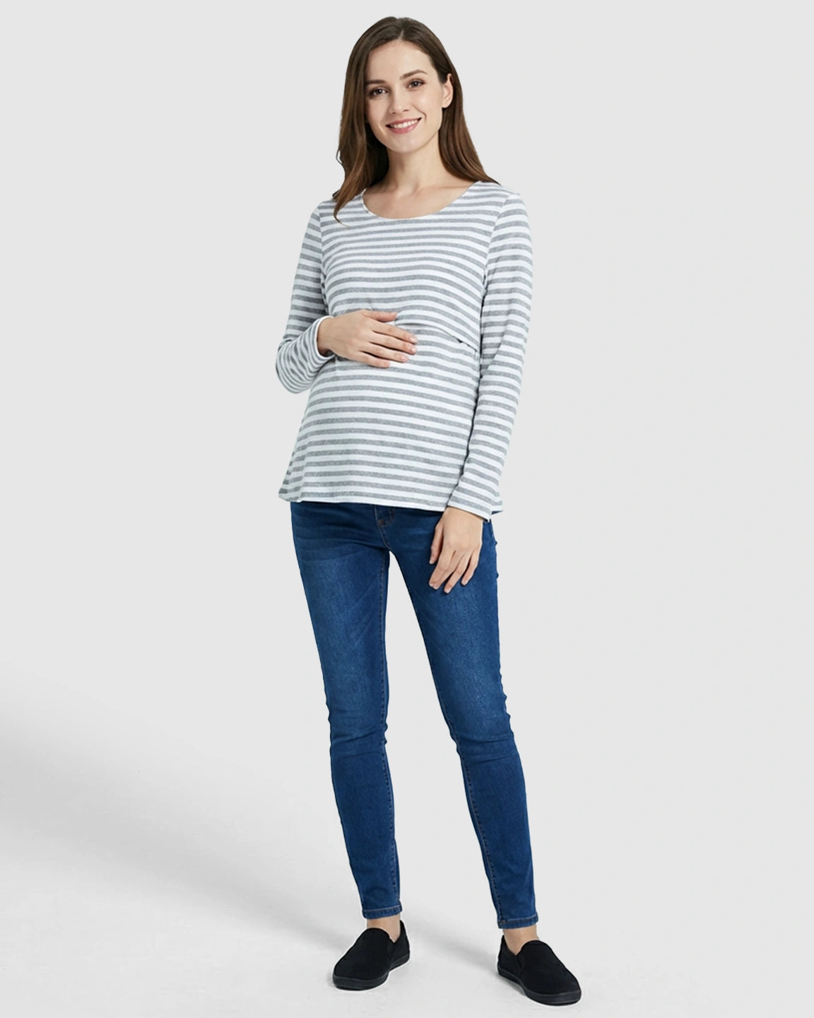 Long-Sleeve Overlap Panel Maternity & Nursing Top