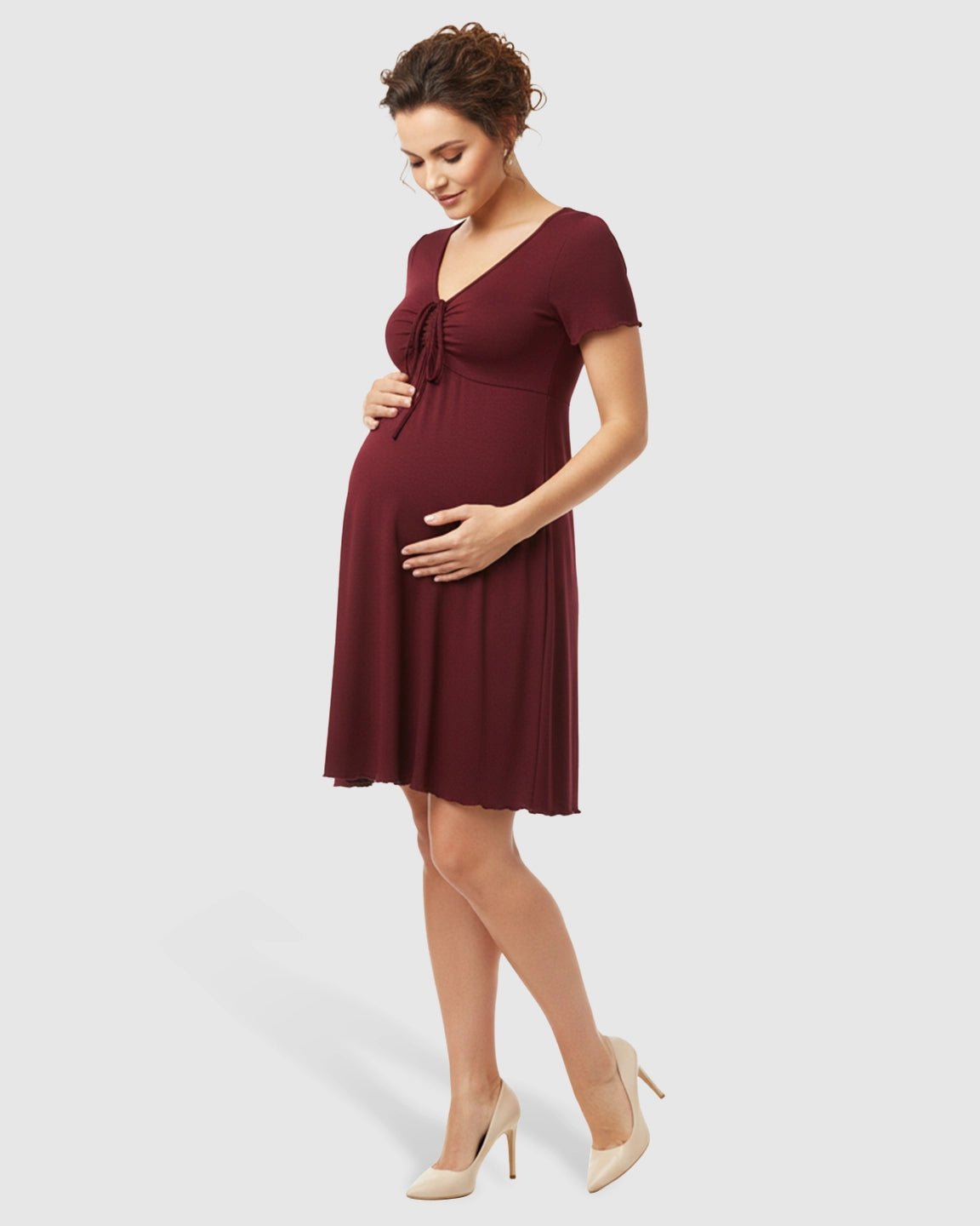Lettuce Edge Hem Casual Maternity Mini Dress