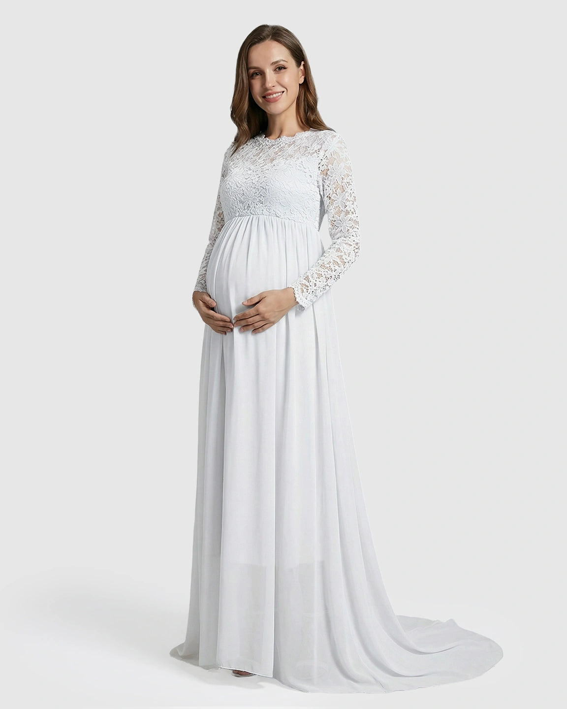 Lace Bodice Trailing Skirt Maternity Photoshoot Gown
