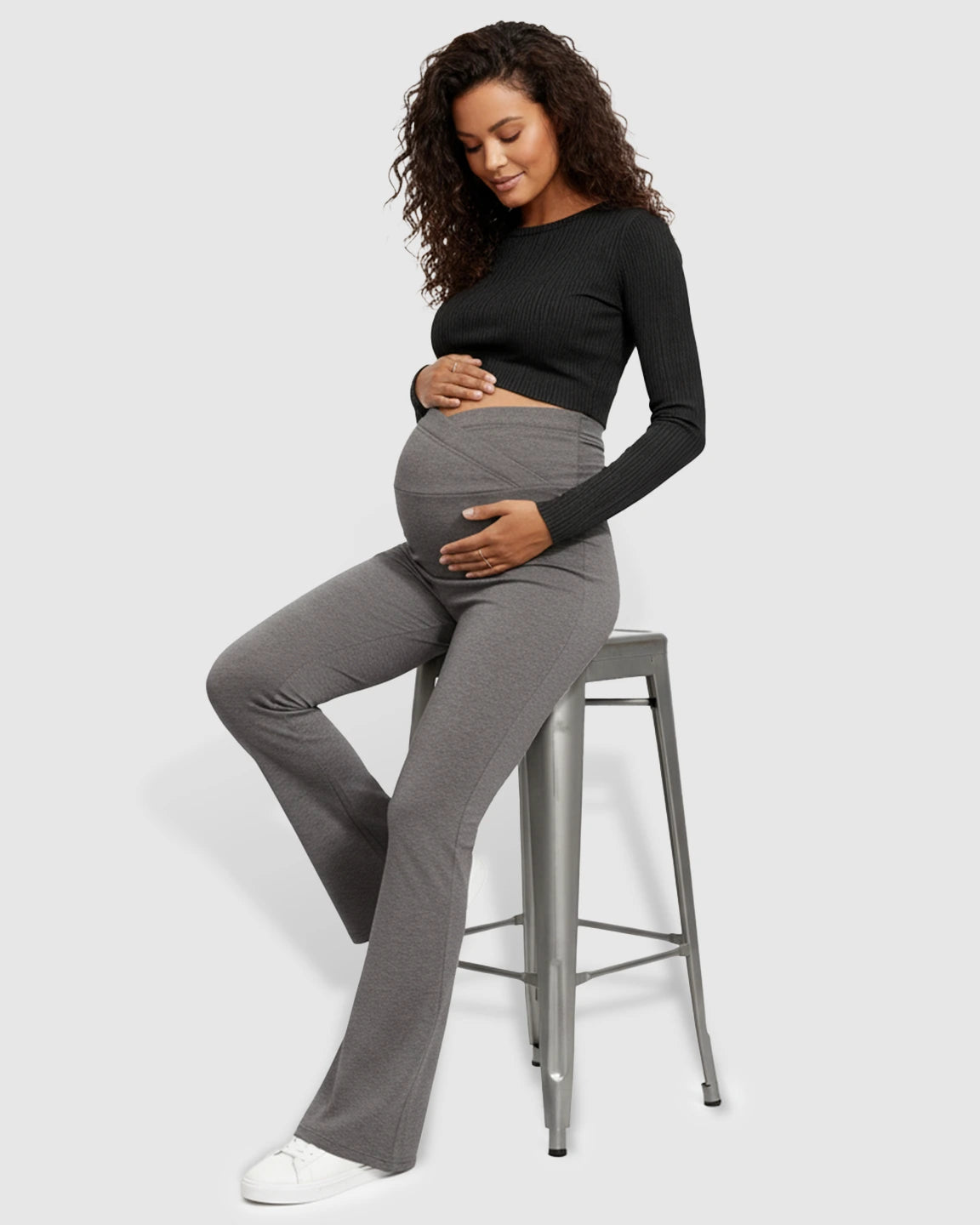 Crossed Waistband Flared Maternity Pants